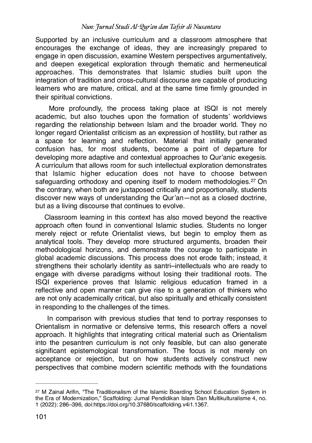 JURIS Integrating Critical Qur anic Discourse In A Pesantren Based University A Study of ISQI Sunan Pandanaran Yogyakarta