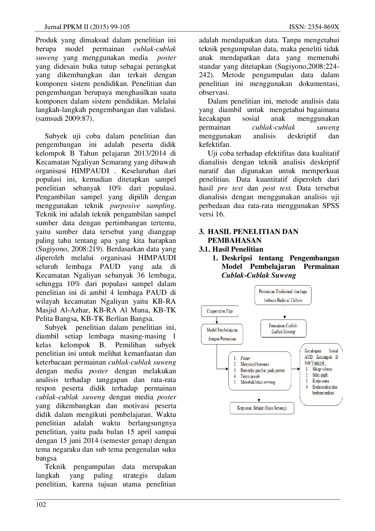 juris Pengembangan Model Permainan Cublak Cublak Suweng Untuk Mengembangkan Kecakapan Sosial Anak Kelompok B Di Kecamatan Ngaliyan Semarang