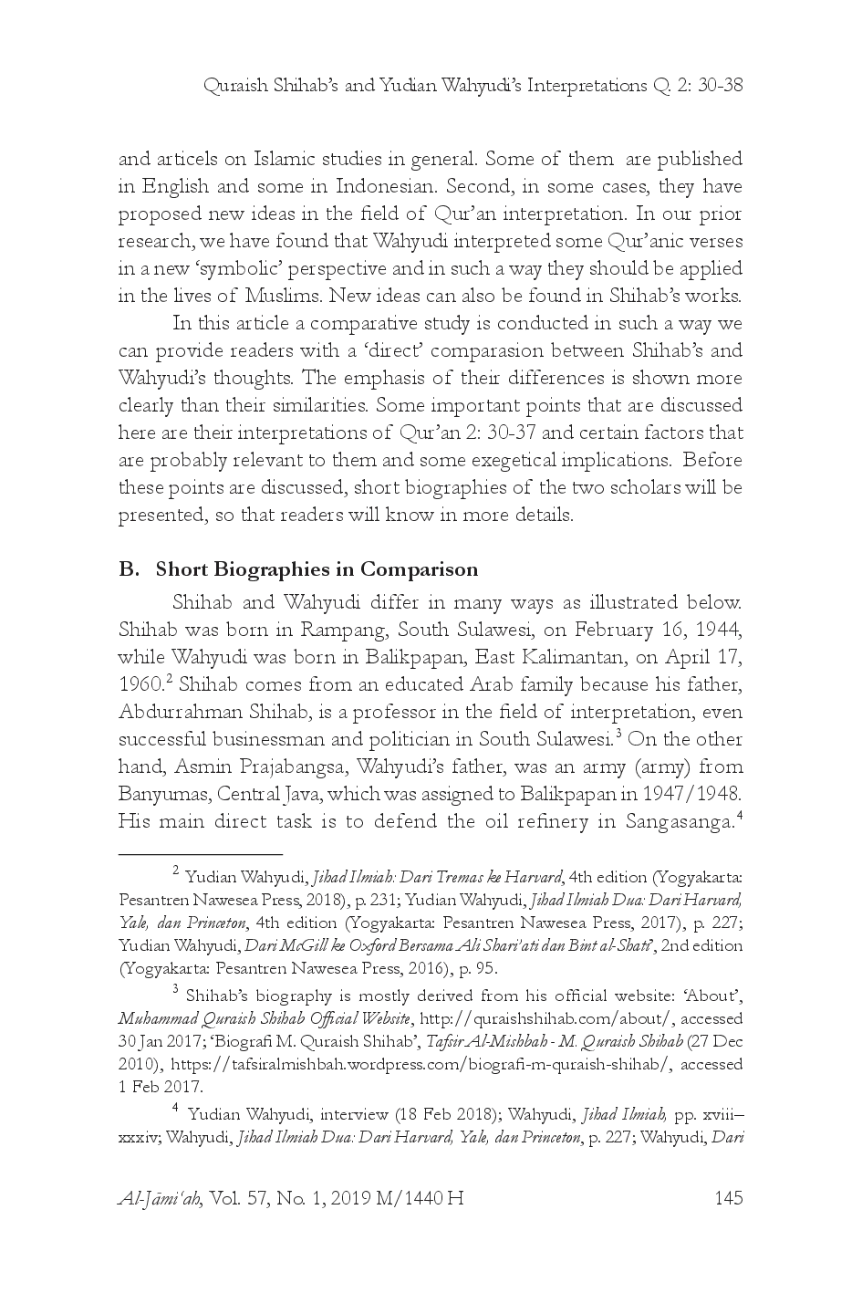 juris Indonesian Interpretation of the Qur an on KhilAfah The Case of Quraish Shihab and Yudian Wahyudi on Qur an 2 30 38