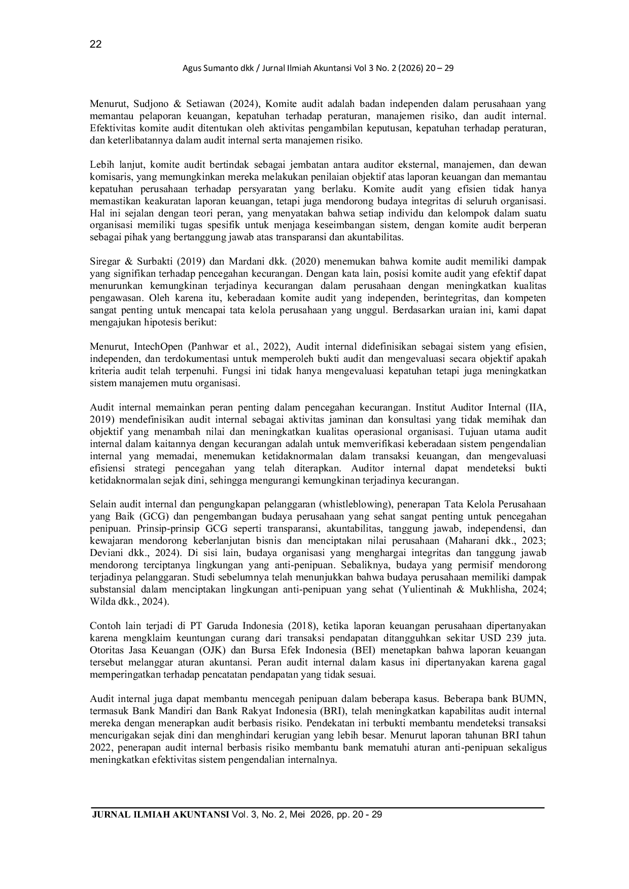 JURIS Pengaruh Komite Audit Audit Internal Dan Whistleblowing System Terhadap Pencegahan Kecurangan Fraud