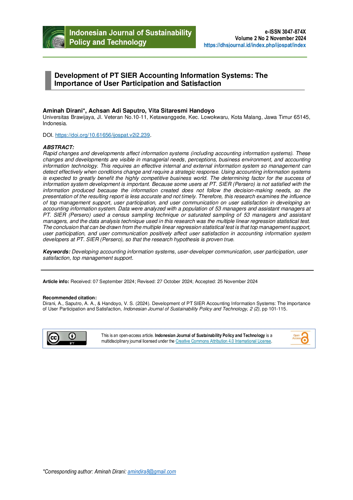 JURIS Development of PT SIER Accounting Information Systems The Importance of User Participation and Satisfaction