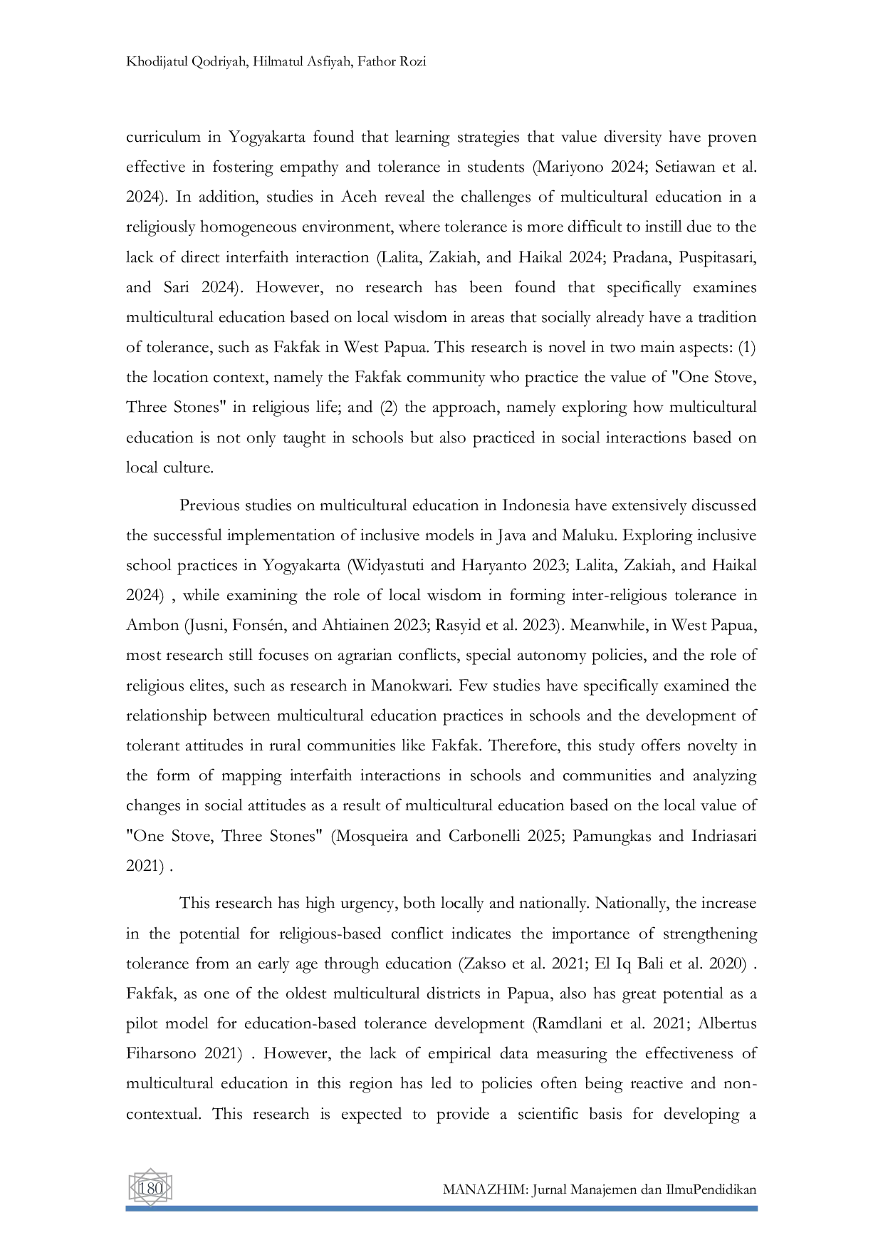 JURIS Learning to Live Together How Does Multicultural Education Build Religious Tolerance in Fakfak West Papua