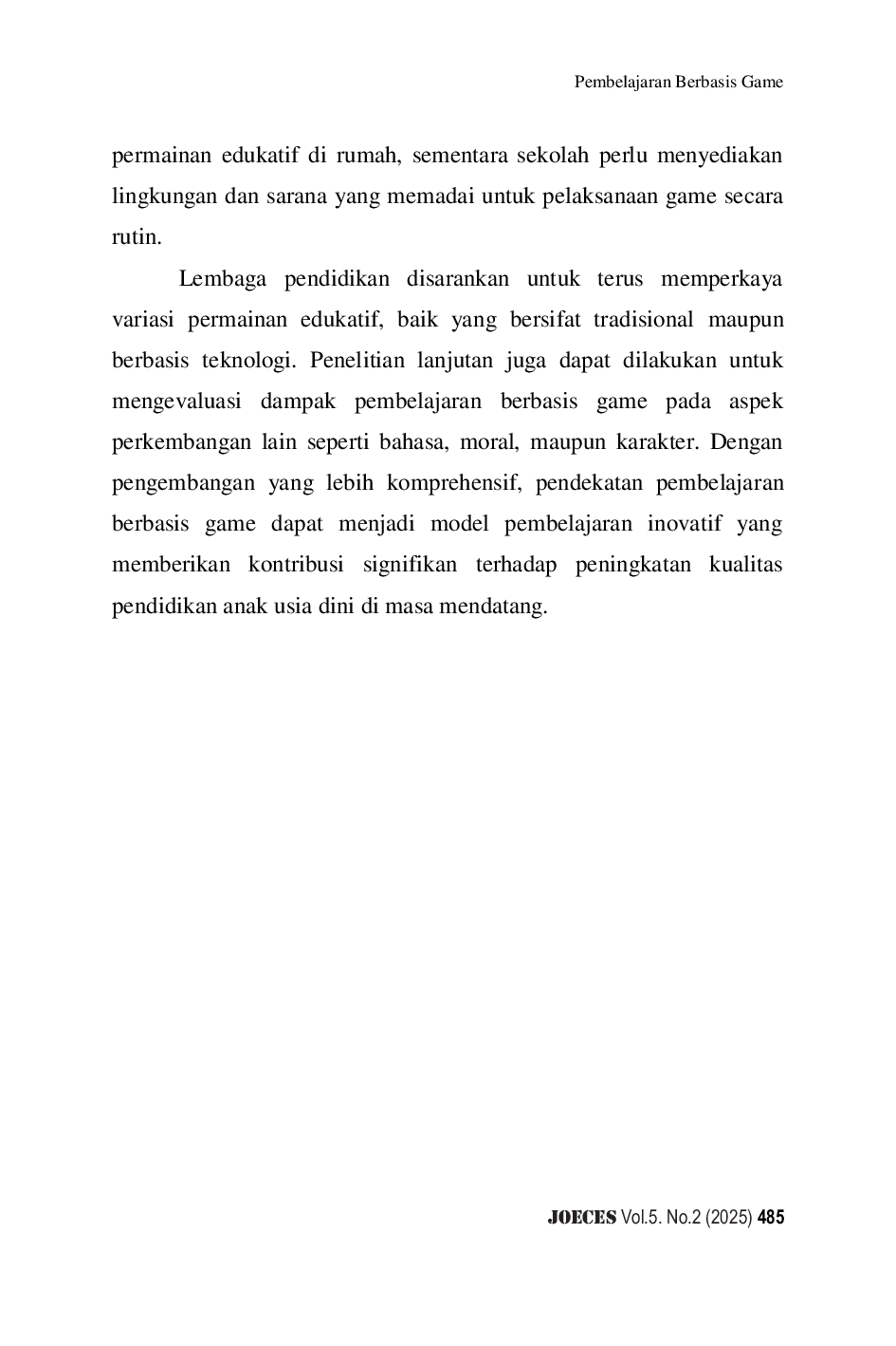 JURIS Peningkatan Minat Belajar melalui Pendekatan Pembelajaran Berbasis Game pada Anak Usia 5 6 Tahun di RA Darul Ulum Mayang Jember