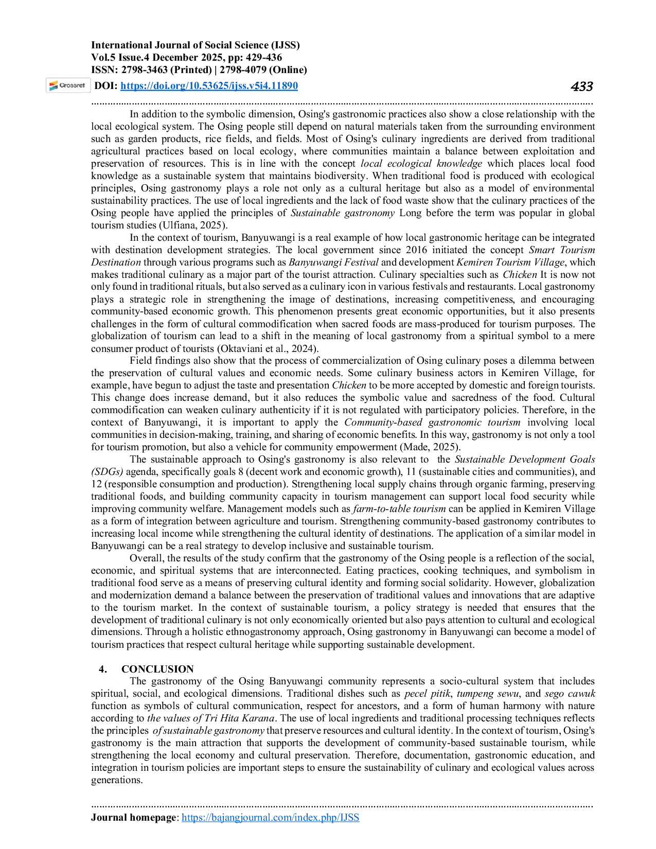 JURIS Gastronomic Dishes as Socio Cultural Representation An Ethnogastronomic Study in the Osing Banyuwangi Community East Java
