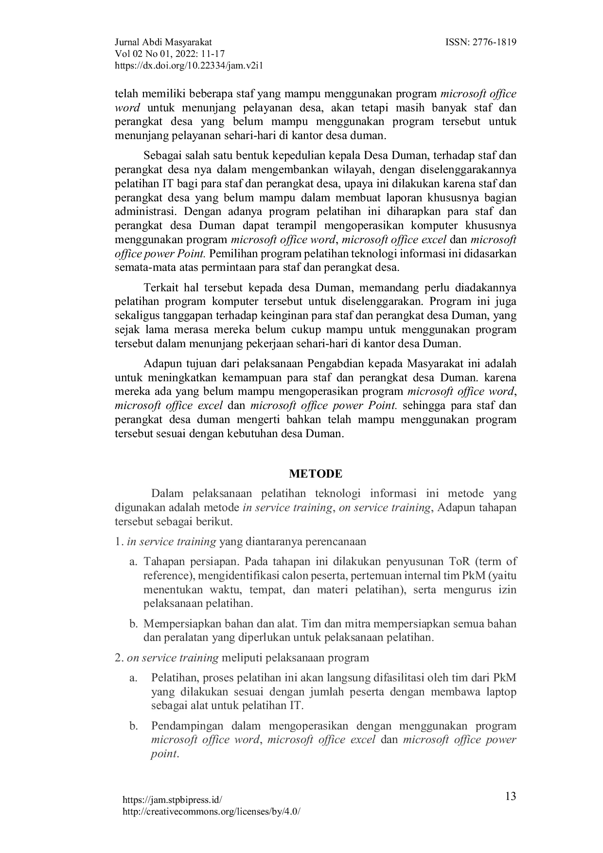 JURIS Pelatihan it untuk meningkatkan kemampuan staf dan perangkat desa di desa duman