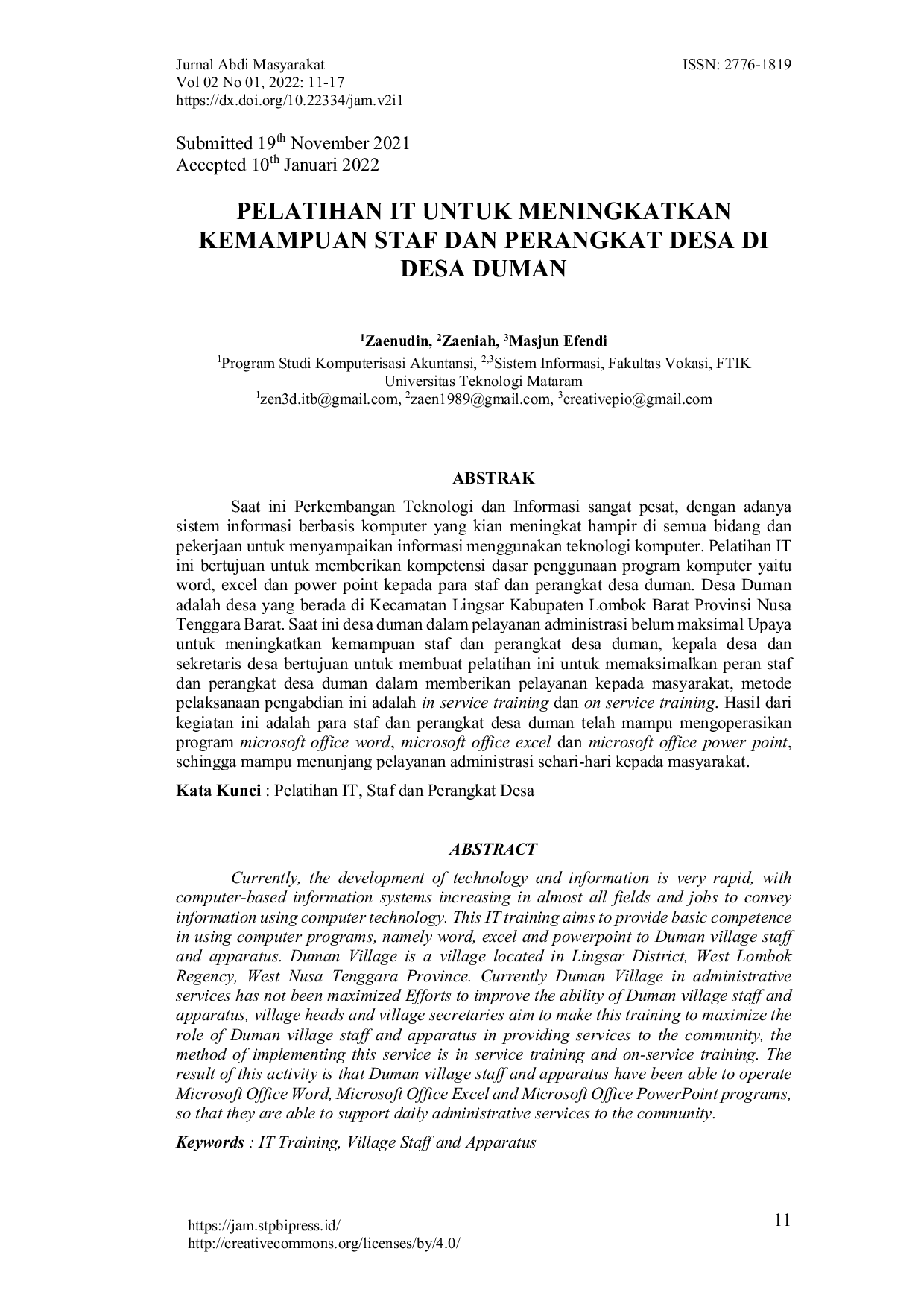 JURIS Pelatihan it untuk meningkatkan kemampuan staf dan perangkat desa di desa duman