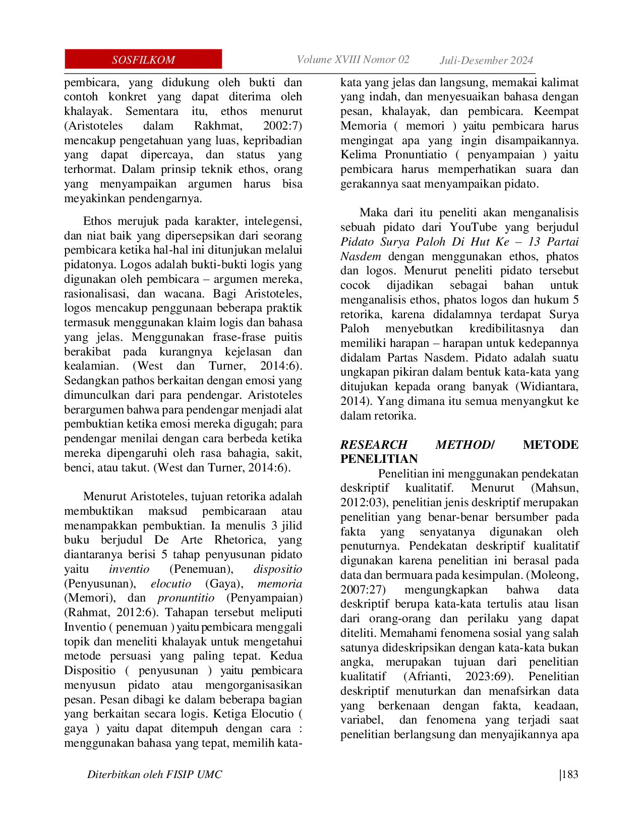 JURIS Analysis of Rhetoric in Surya Paloh s Speech at the 13th Anniversary of Nasdem Party