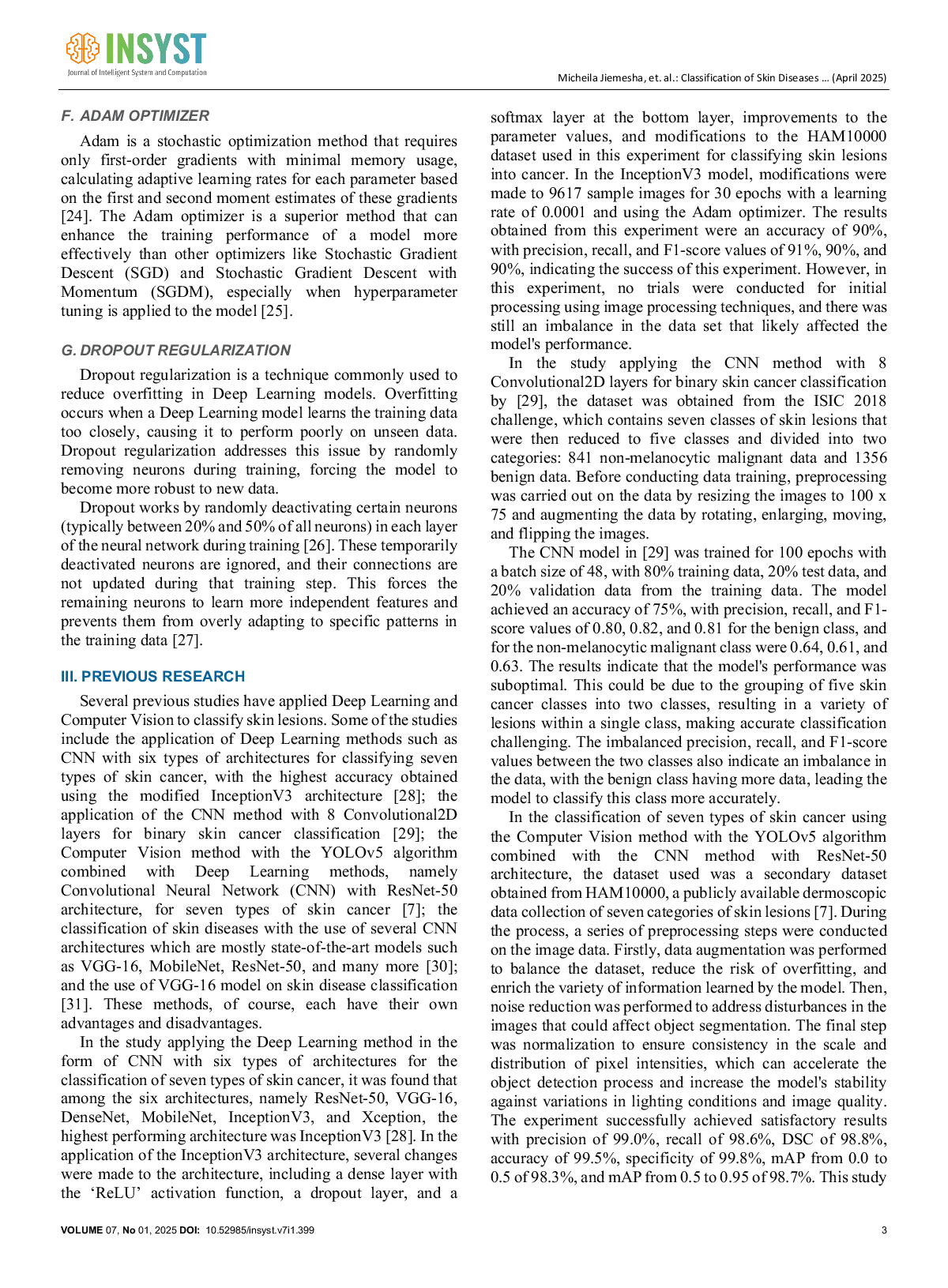 JURIS Classification of Skin Diseases Using Transfer Learning with ResNet 50 Architecture and Data Preprocessing Using Real ESRGAN and Wiener Filter