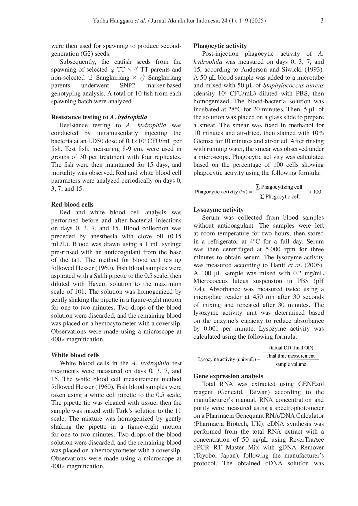 JURIS Pewarisan Marka SNP2 Lys C Ekspresi Gen dan Daya Tahan Ikan Lele Clarias gariepinus Generasi Kedua Terhadap Infeksi Aeromonas hydrophila