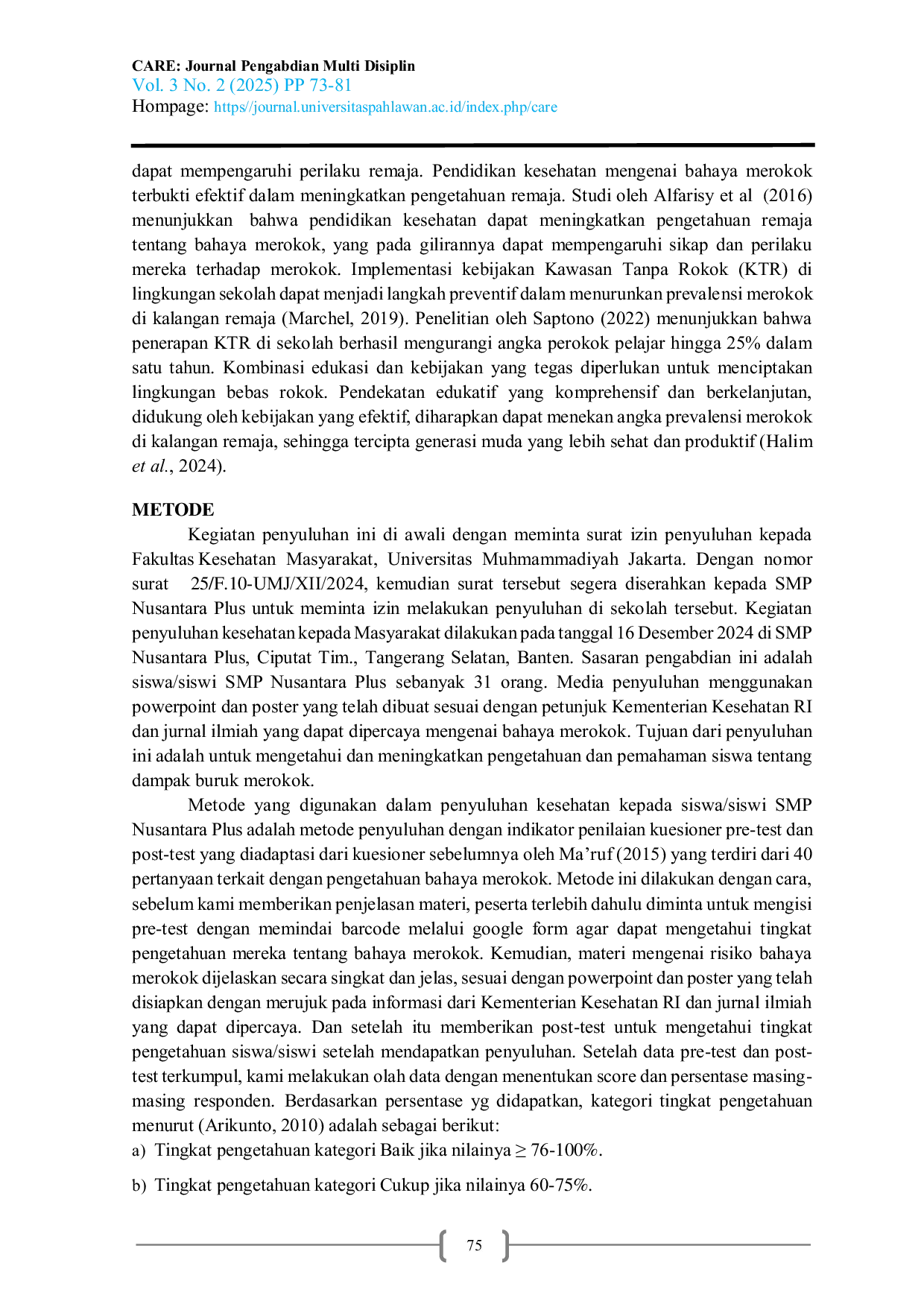 juris Sikap program sekolah penyakit Penguatan Sikap Anti Rokok Siswa Melalui Program Edukasi Sekolah di SMP Nusantara Plus