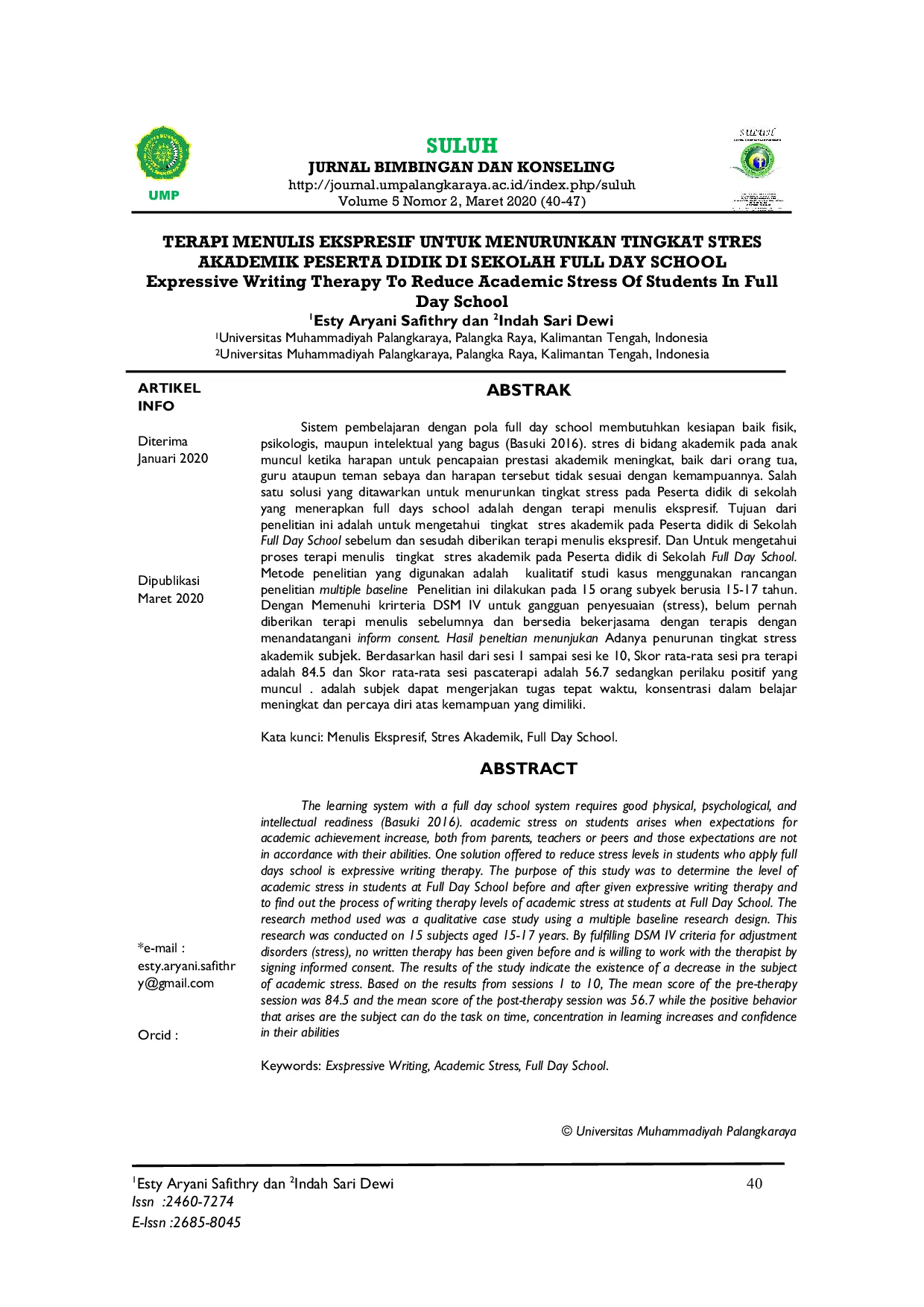 JURIS Terapi Menulis Ekspresif Untuk Menurunkan Tingkat Stres Akademik Peserta Didik Di Sekolah Full Day School
