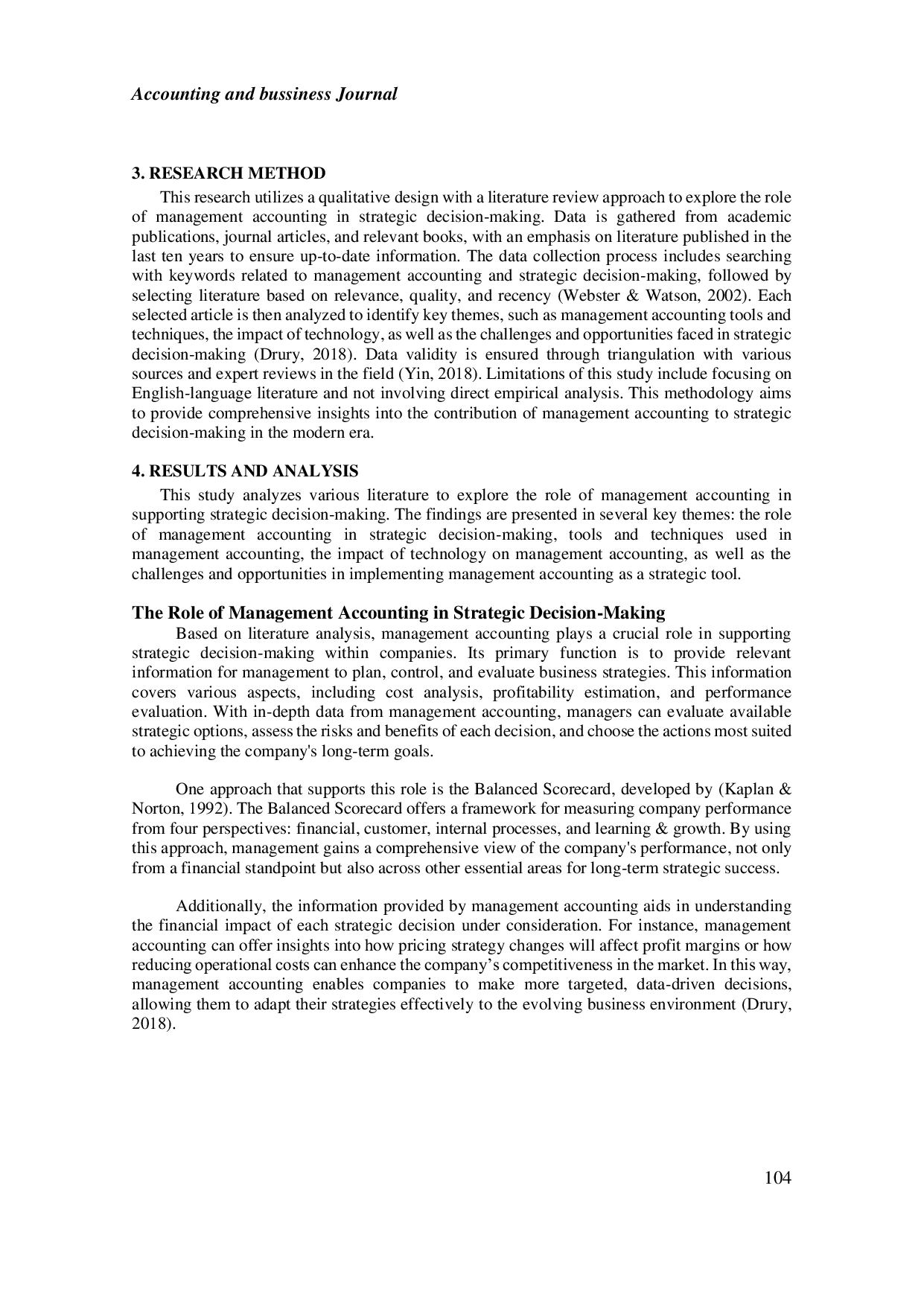 JURIS Literature Analysis on the Role of Management Accounting in Strategic Decision Making