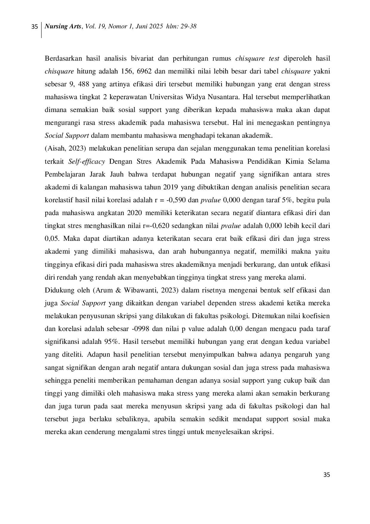 JURIS Hubungan Self Efficacy Dan Social Support Terhadap Stres Akademik Pada Mahasiswa Tingkat 2 Keperawatan