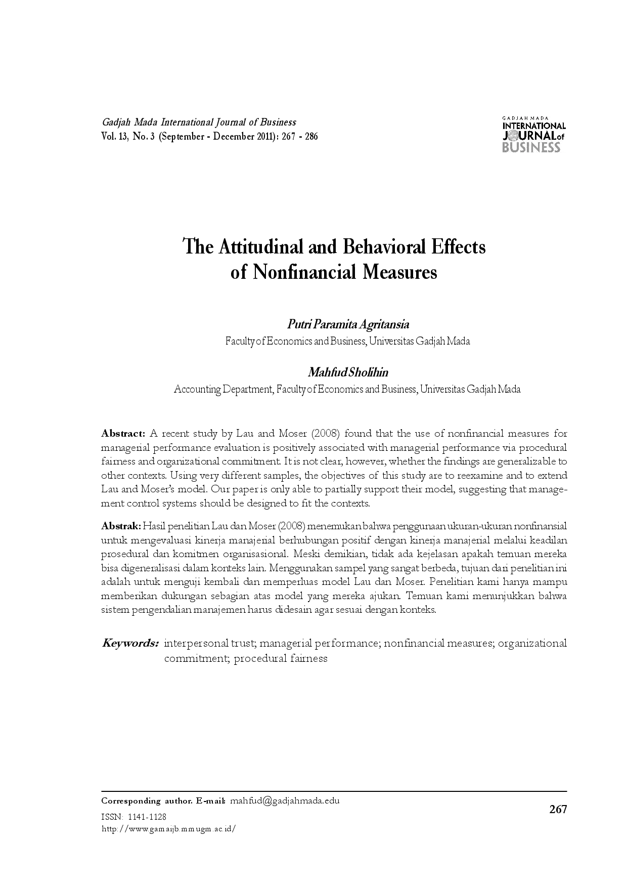 juris The Attitudinal and Behavioral Effects of Nonfinancial Measures