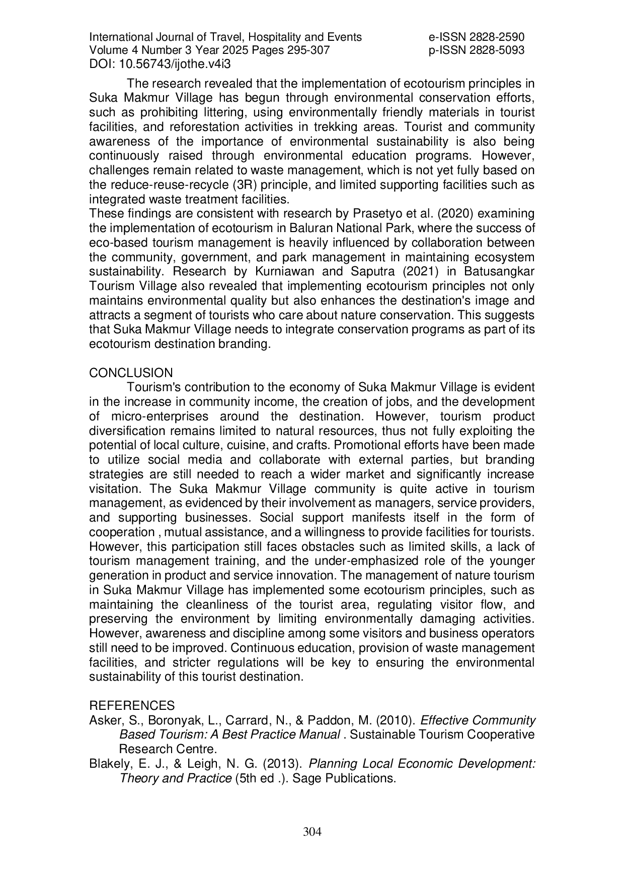 JURIS Evaluation of the Tourism Management System from a Social Economic and Environmental Perspective in Suka Makmur Village Deli Serdang Regency