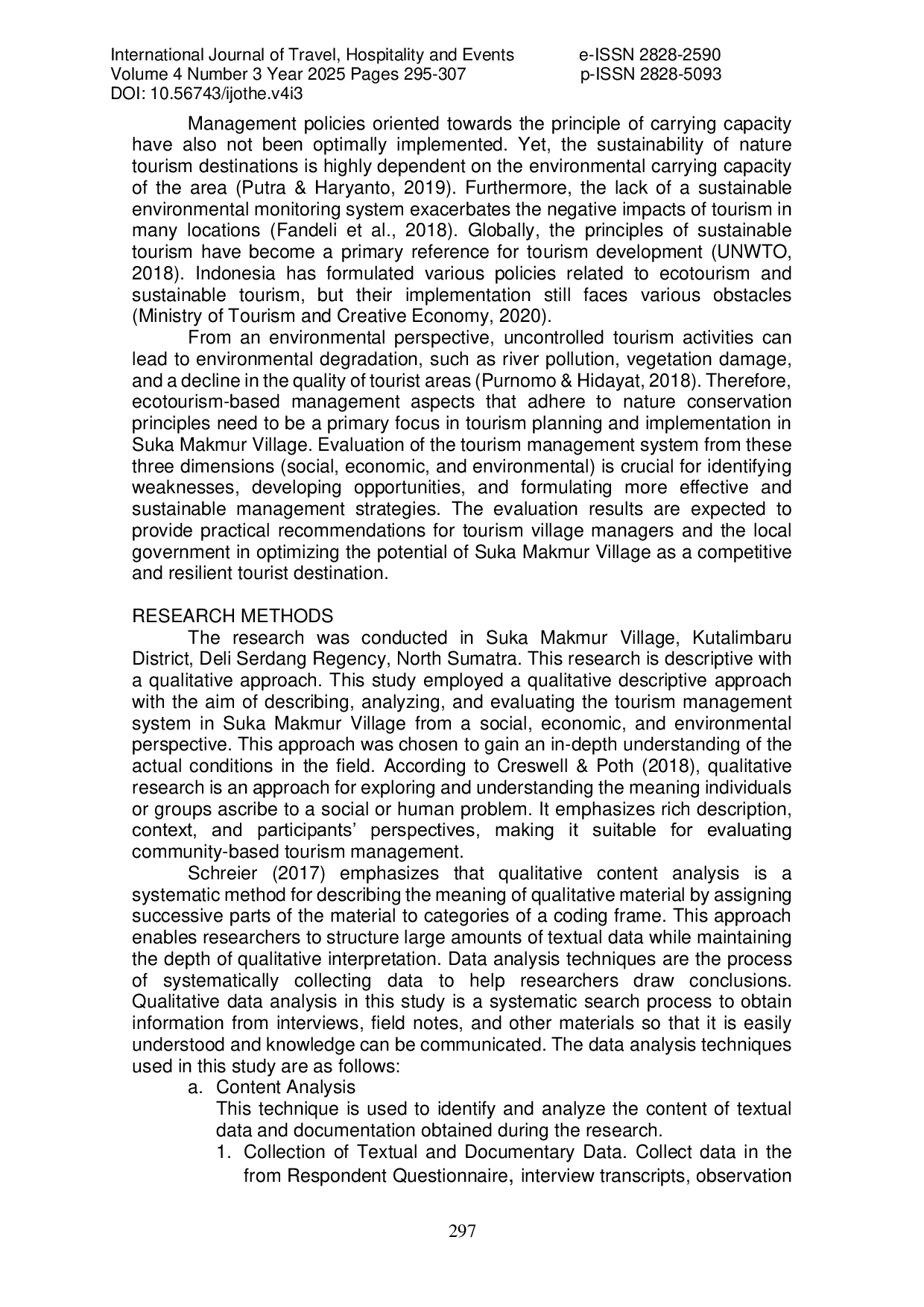 JURIS Evaluation of the Tourism Management System from a Social Economic and Environmental Perspective in Suka Makmur Village Deli Serdang Regency
