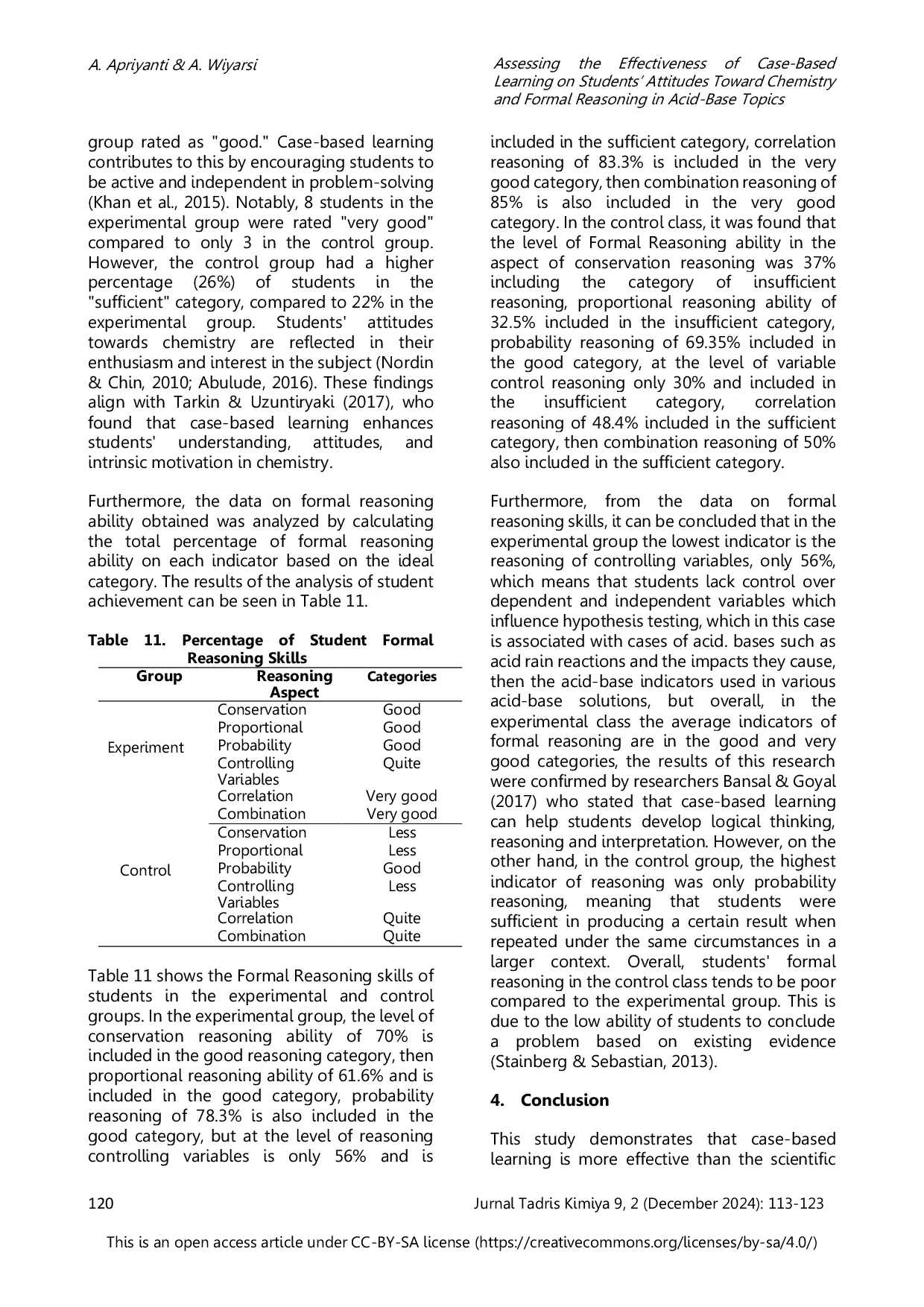 JURIS Assessing the Effectiveness of Case Based Learning on Students Attitudes Toward Chemistry and Formal Reasoning in Acid Base Topics