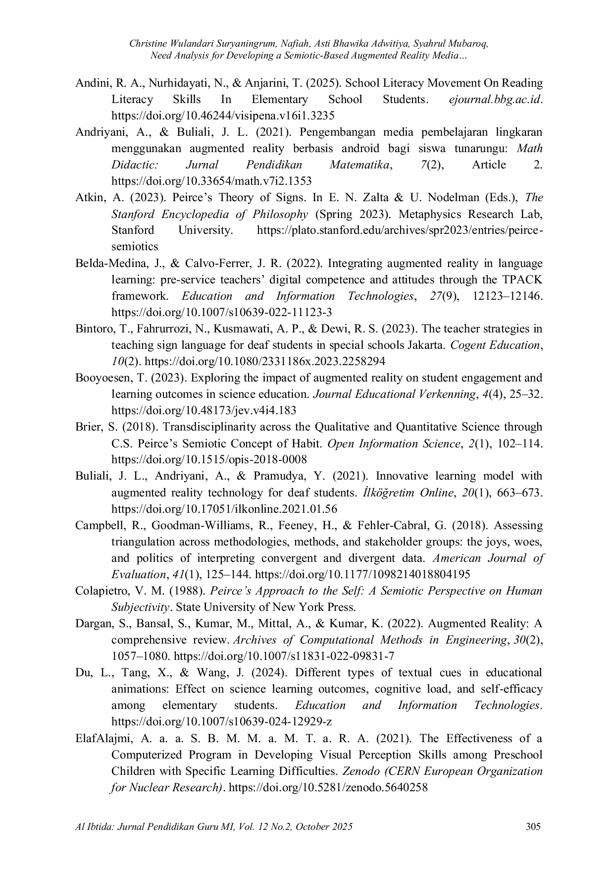 JURIS Need Analysis for Developing a Semiotic Based Augmented Reality Media to Enhance Numeracy Literacy Among Deaf Children