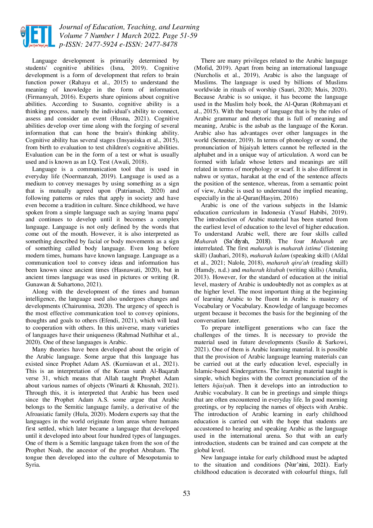 juris Environment Based Arabic Vocabulary Learning in Islamic Kindergarten