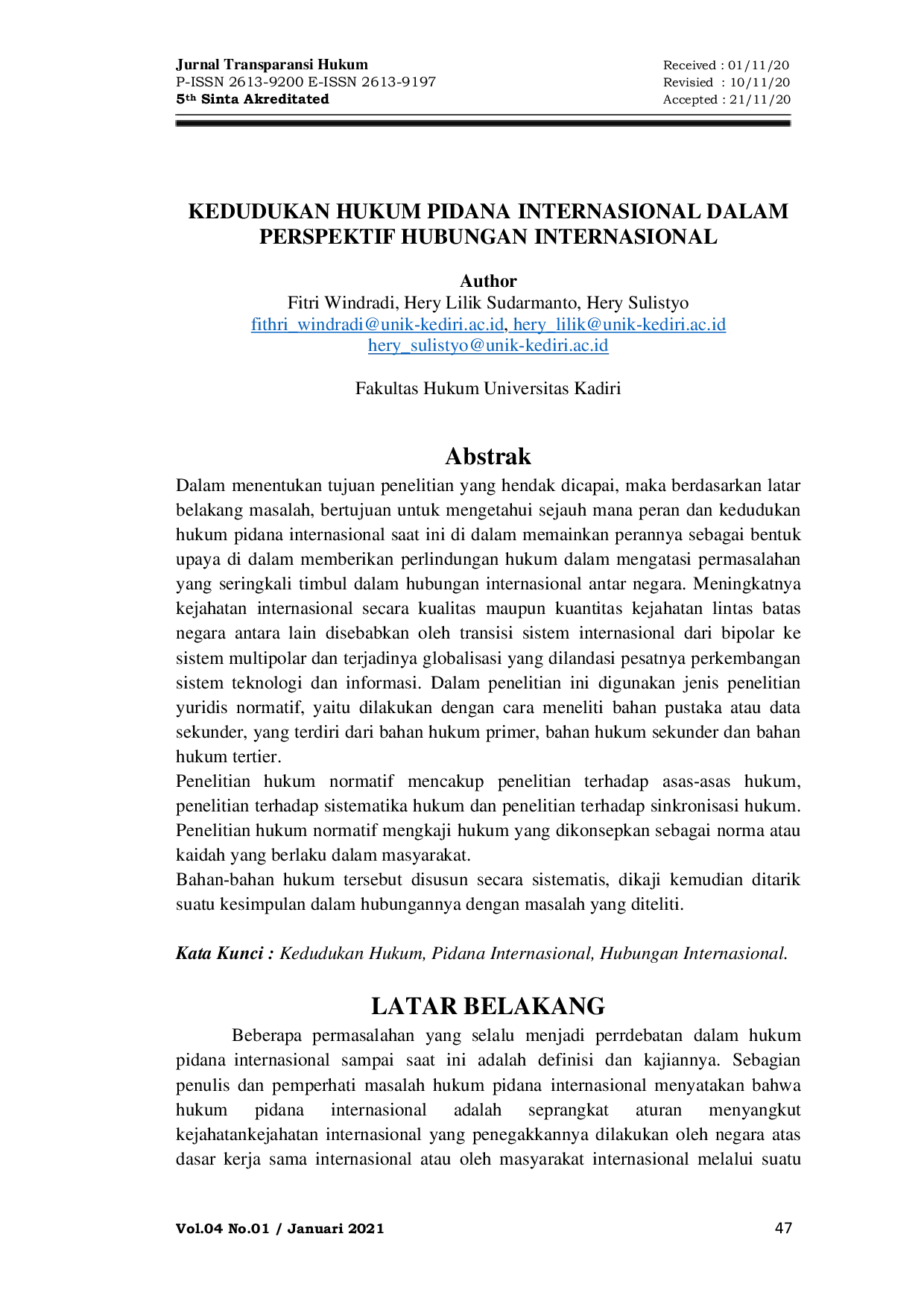JURIS KEDUDUKAN HUKUM PIDANAiINTERNASIONAL DALAM PERSPEKTIF HUBUNGANiINTERNASIONAL