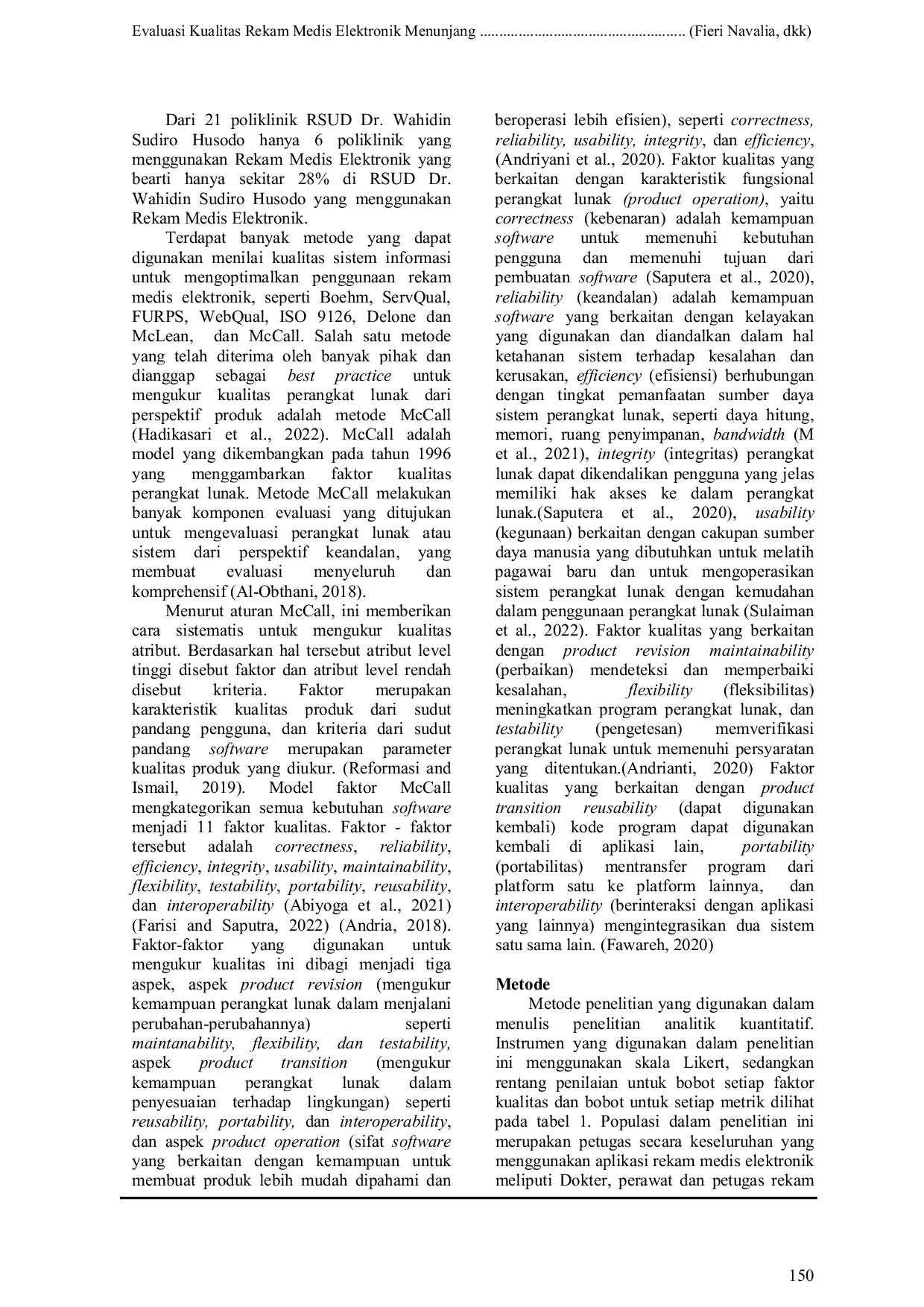 JURIS Evaluasi Kualitas Rekam Medis Elektronik Menunjang Kualitas Data Pasien Di Rumah Sakit Umum Kota Mojokerto