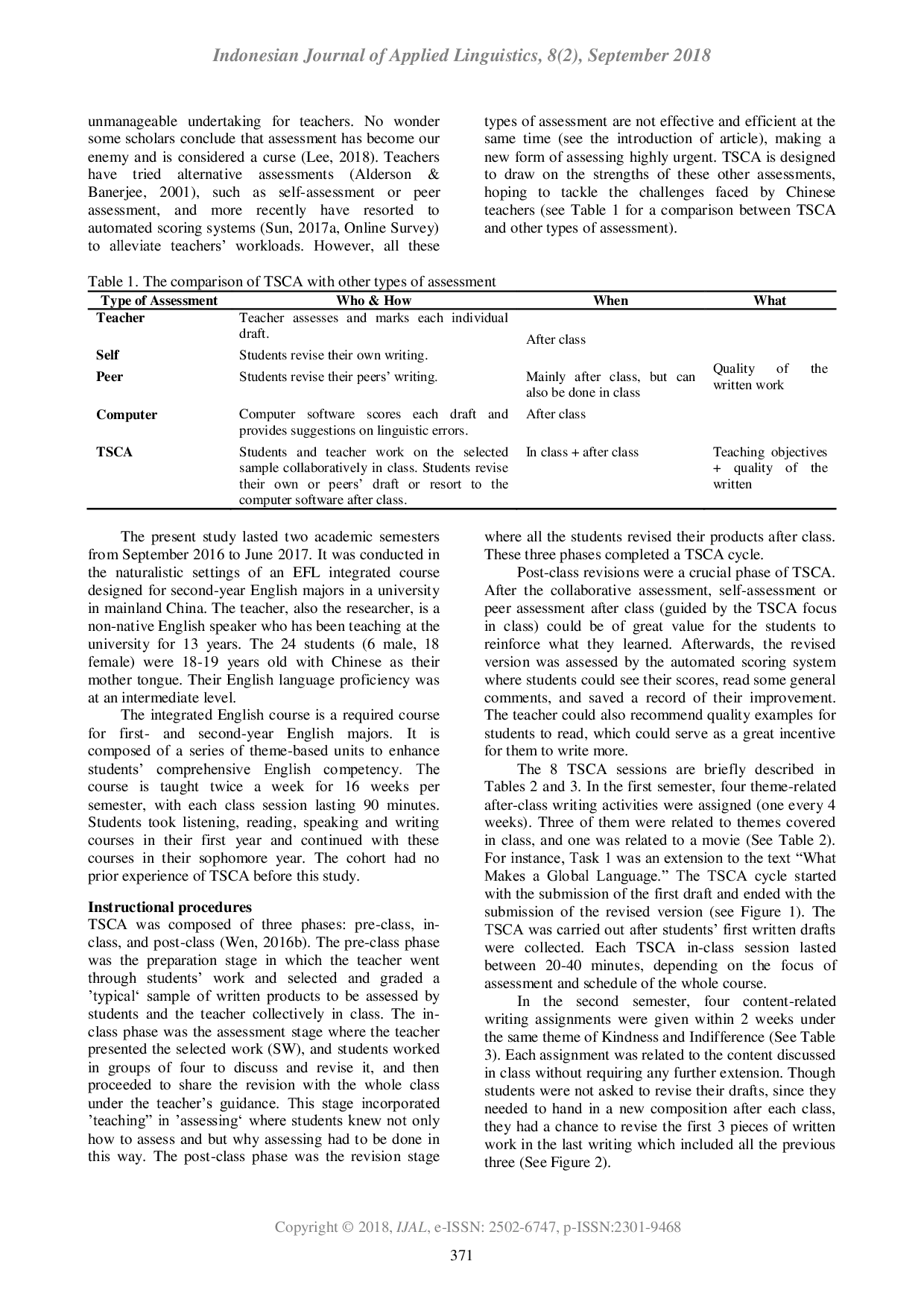 JURIS Teacher student collaborative assessment TSCA in integrated language classrooms