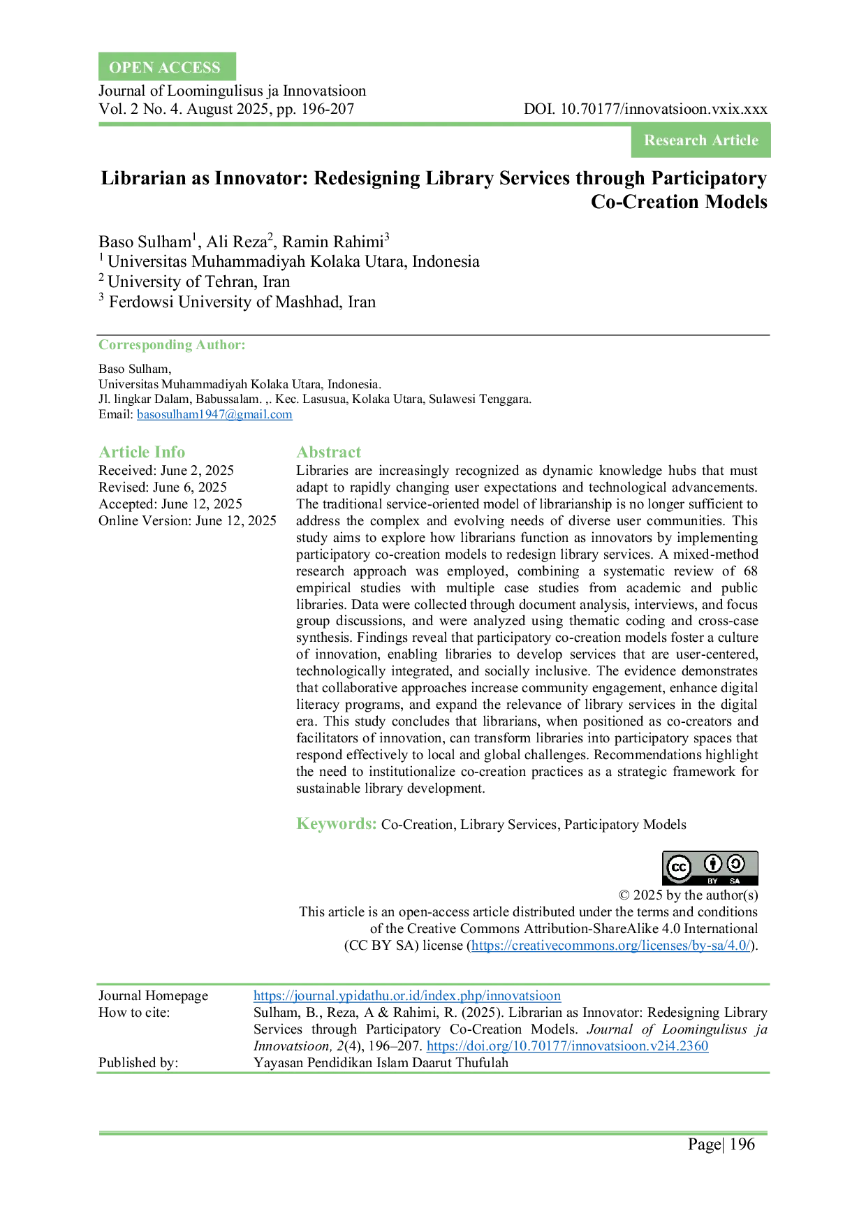 JURIS Librarian as Innovator Redesigning Library Services through Participatory Co Creation Models