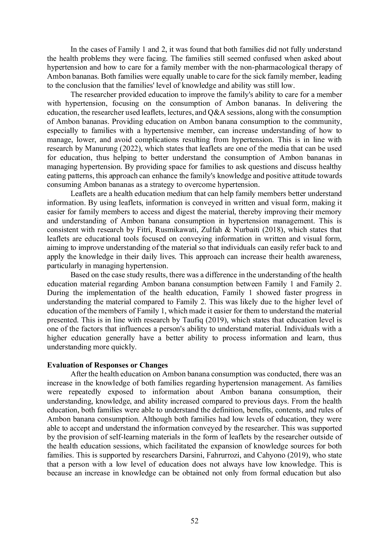 JURIS Implementation of Ambon Banana Consumption Education to Improve Family Ability in Caring for Family Members with Hypertension