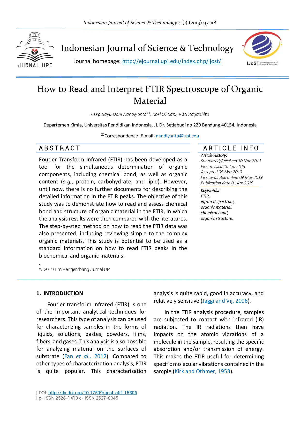 juris How to Read and Interpret FTIR Spectroscope of Organic Material