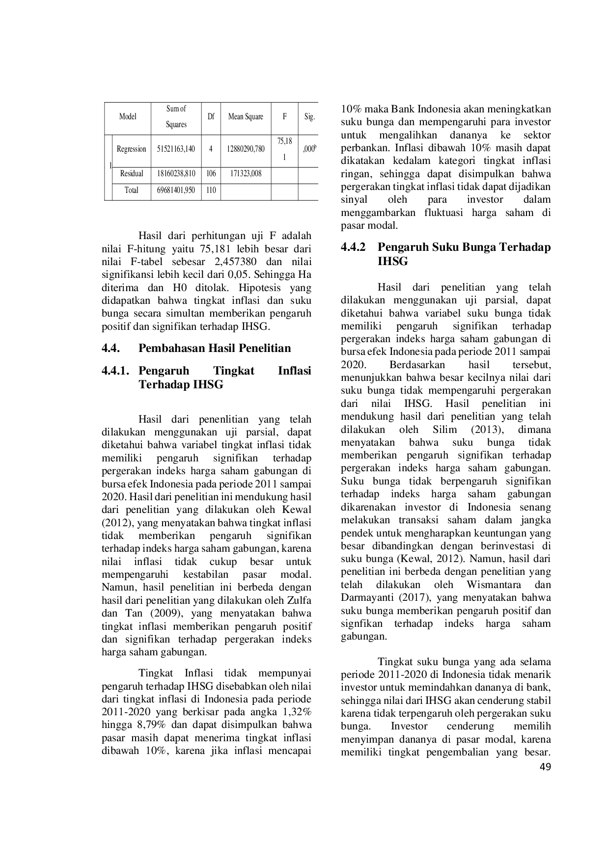 JURIS Pengaruh Tingkat Inflasi Dan Suku Bunga Terhadap Indeks Harga Saham Gabungan Di Bursa Efek Indonesia Periode 2011 2022