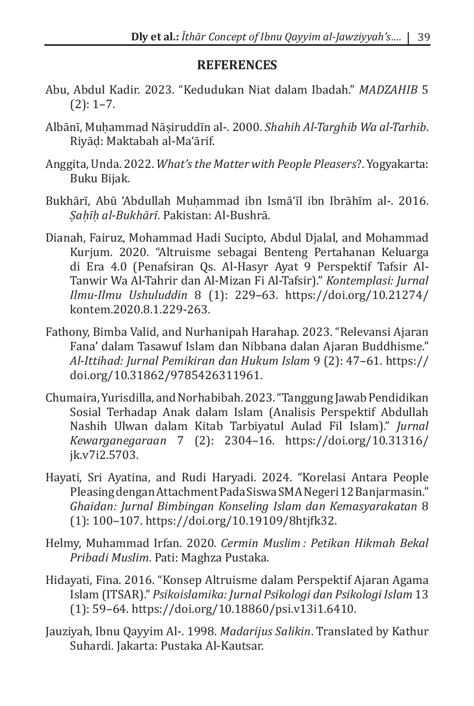 JURIS Konsep Ithar Telaah atas Pemikiran Ibnu Qayyim al Jauziyah