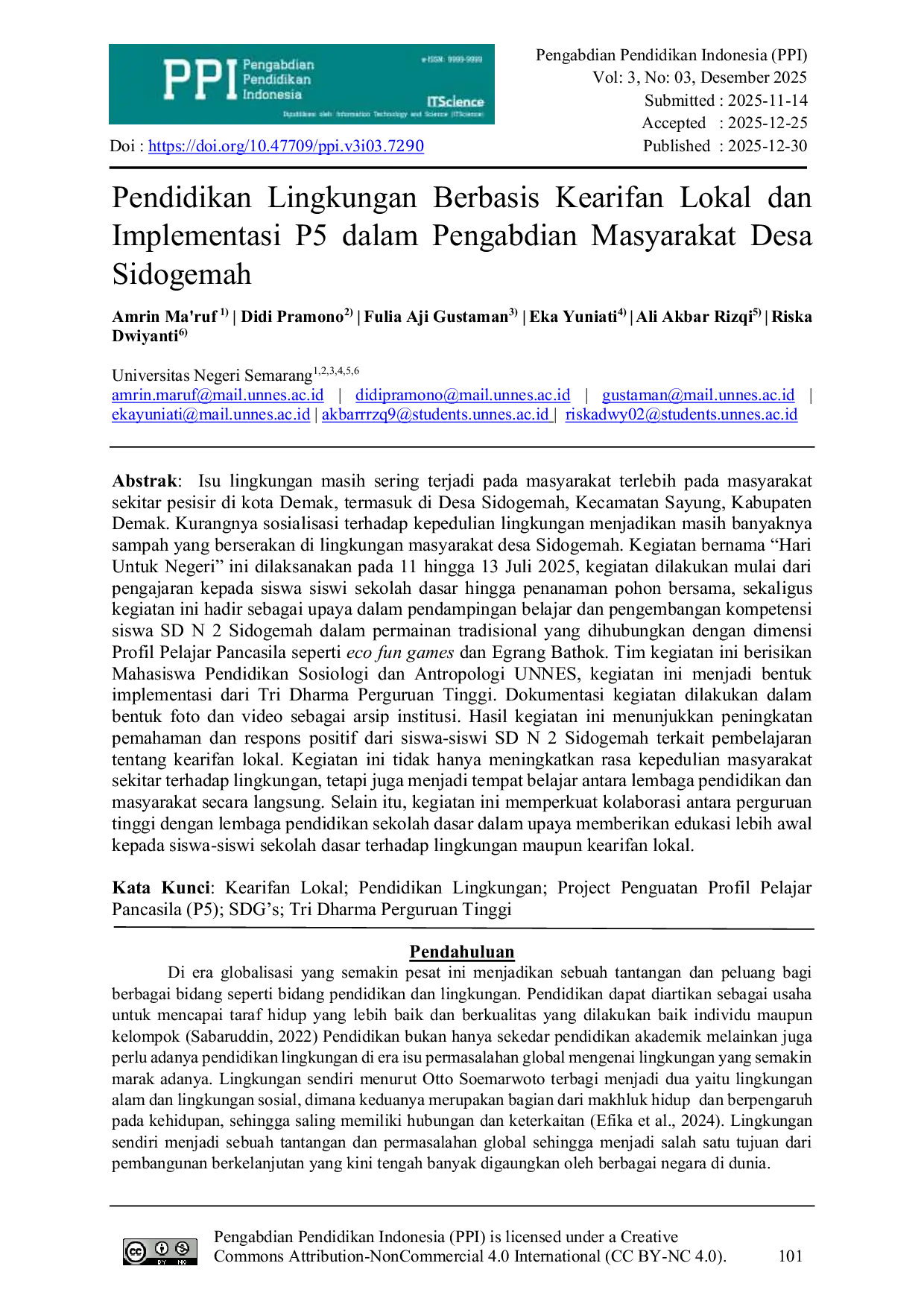 JURIS Pendidikan Lingkungan Berbasis Kearifan Lokal Dan Implementasi P5 dalam Pengabdian Masyarakat Desa Sidogemah