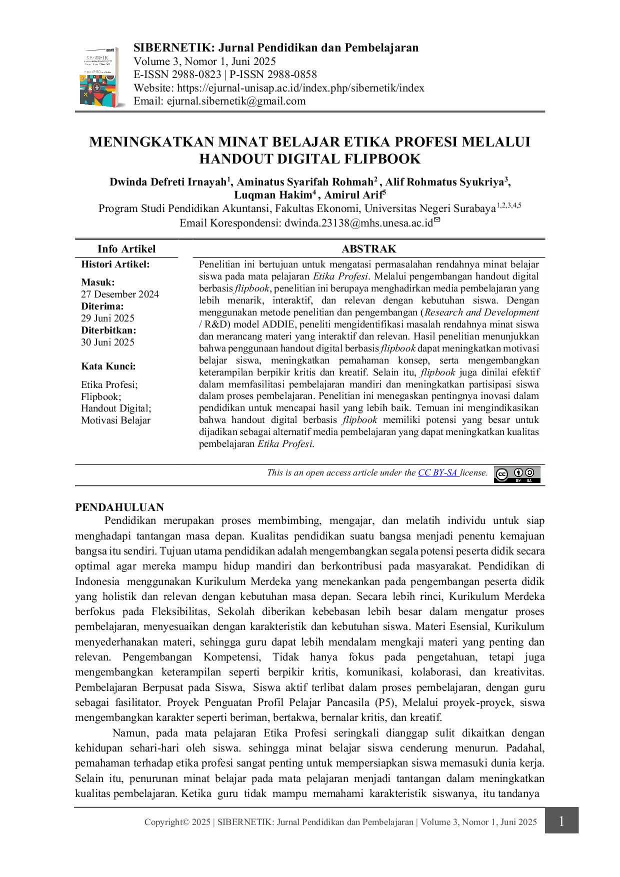 JURIS Meningkatkan Minat Belajar Etika Profesi Melalui Handout Digital Flipbook