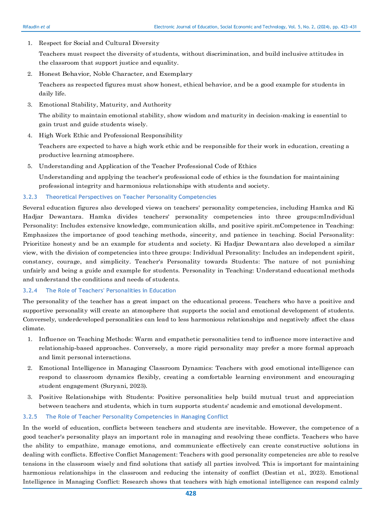 JURIS The Urgency of Teacher Personality Competence in Modern Education