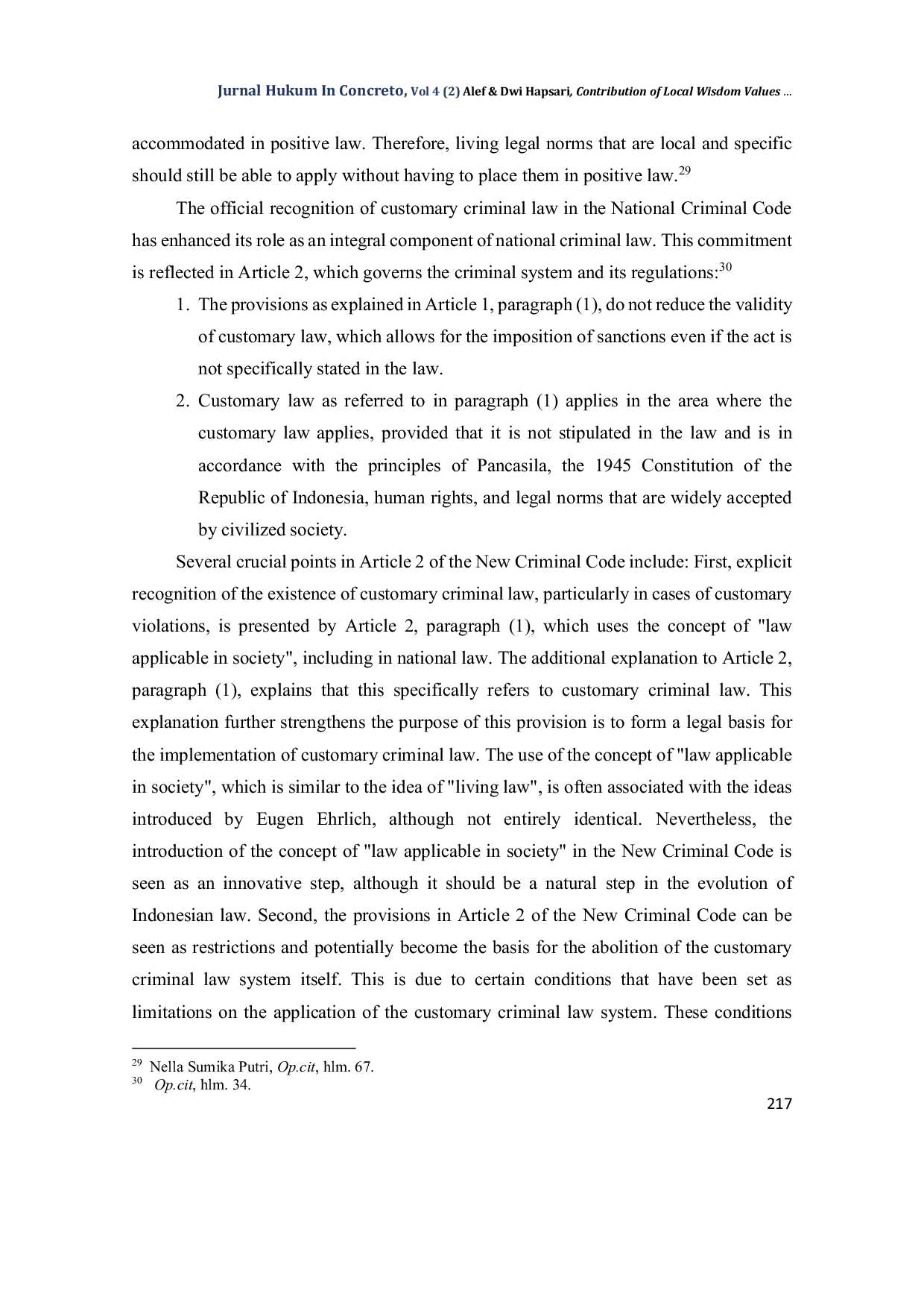 JURIS Contribution of Local Wisdom Values in The Development of Criminal Punishment in The National Criminal Code