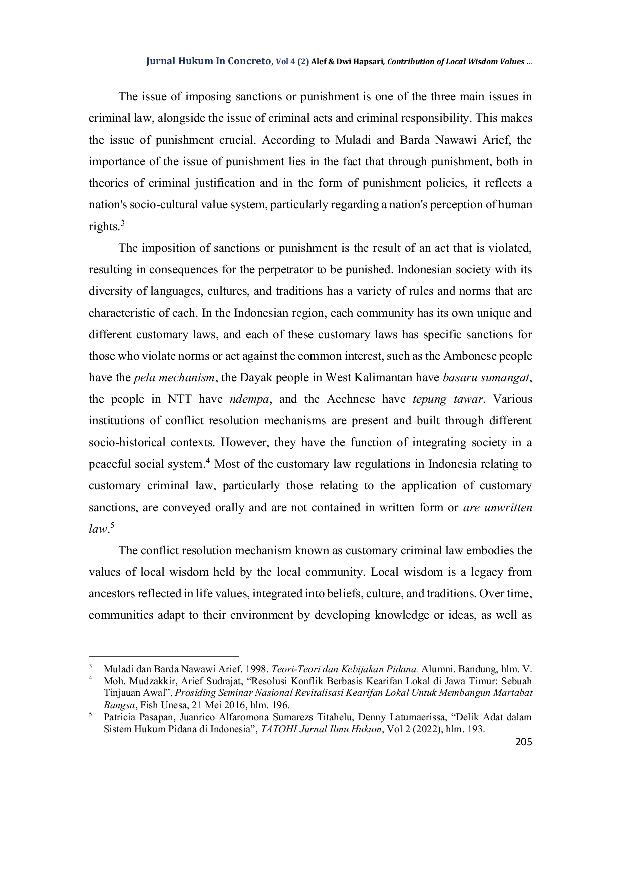 JURIS Contribution of Local Wisdom Values in The Development of Criminal Punishment in The National Criminal Code