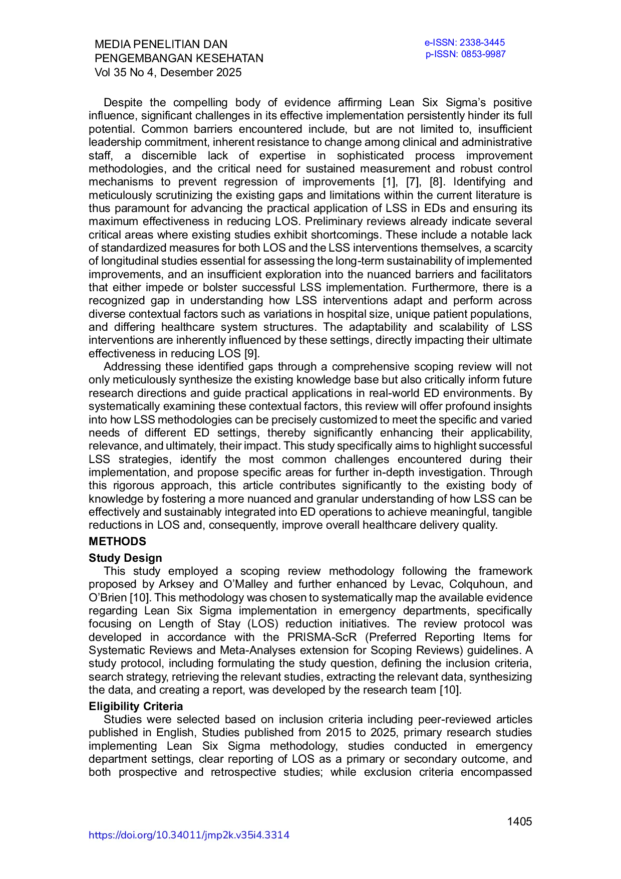 JURIS Lean Six Sigma Method To Reduce Length Of Stay In Emergency Department Scoping Review