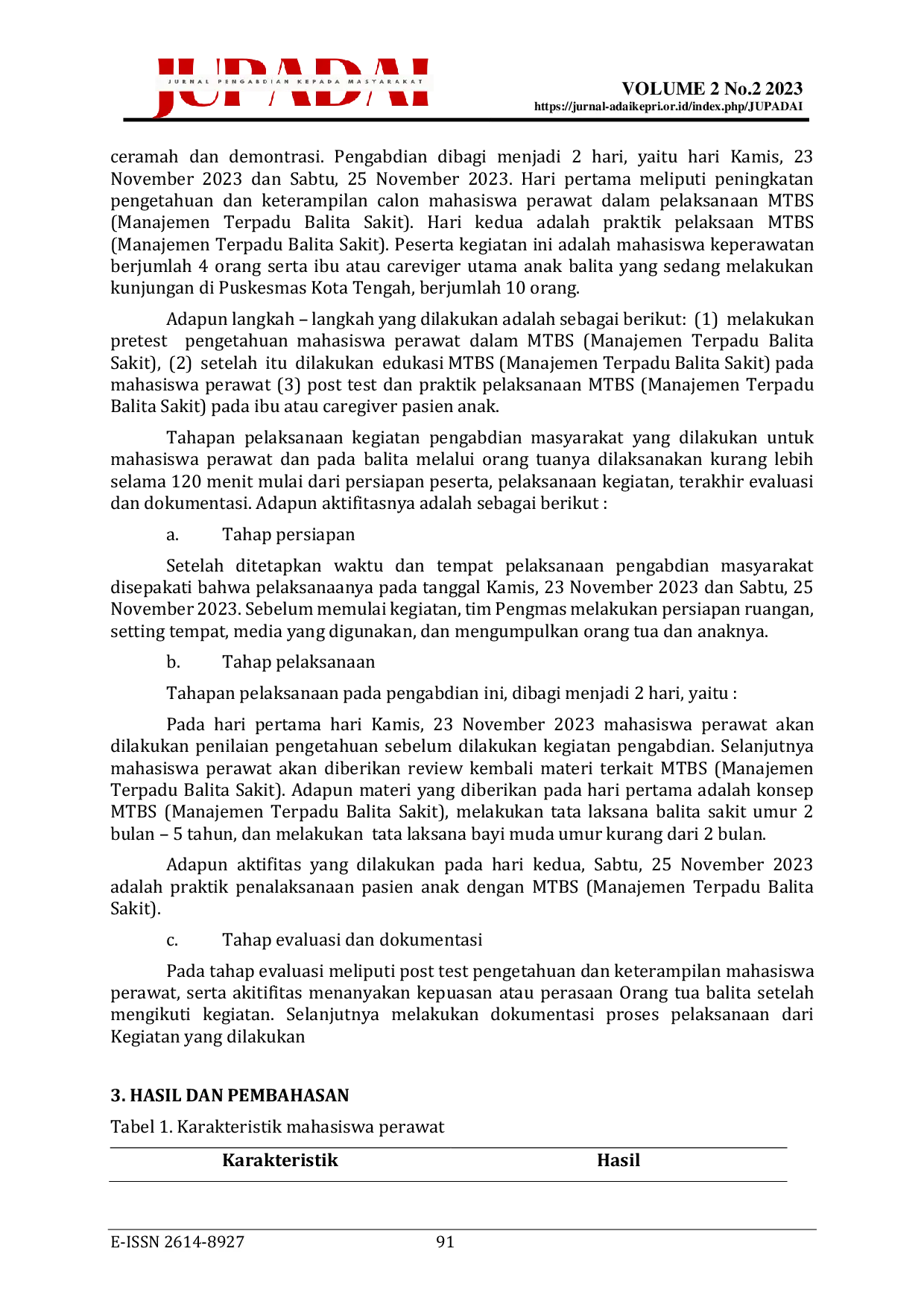 JURIS Peningkatan Pelayanan Kesehatan Manajemen Terpadu Balita Sakit Mtbs Di Puskesmas Kota Tengah Provinsi Gorontalo