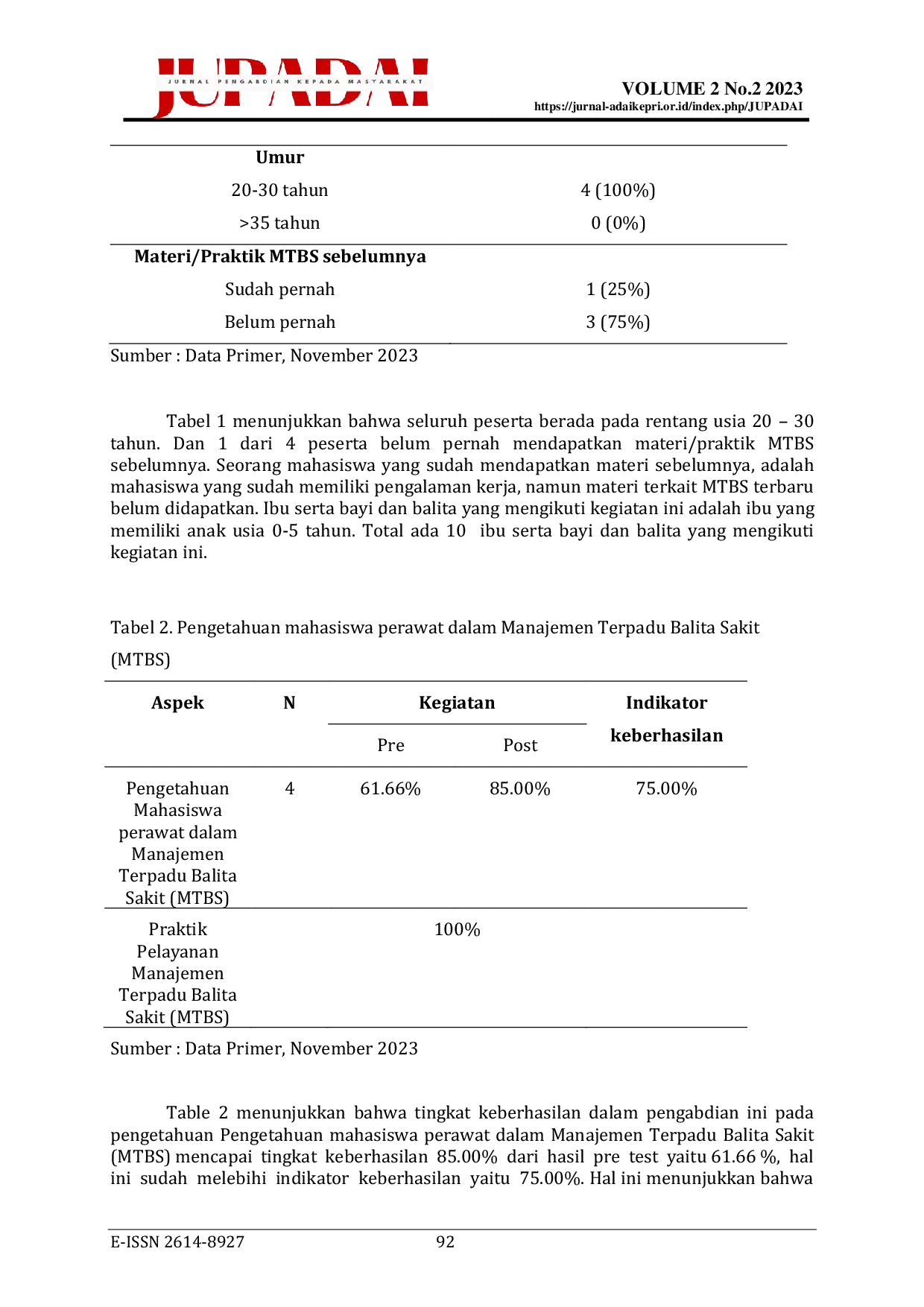 JURIS Peningkatan Pelayanan Kesehatan Manajemen Terpadu Balita Sakit Mtbs Di Puskesmas Kota Tengah Provinsi Gorontalo