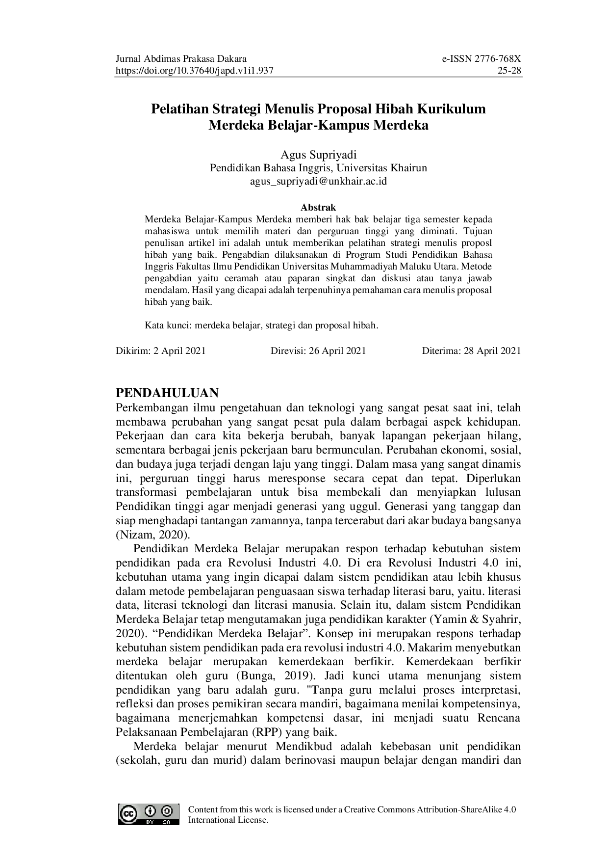 JURIS Pelatihan Strategi Menulis Proposal Hibah Kurikulum Merdeka Belajar Kampus Merdeka