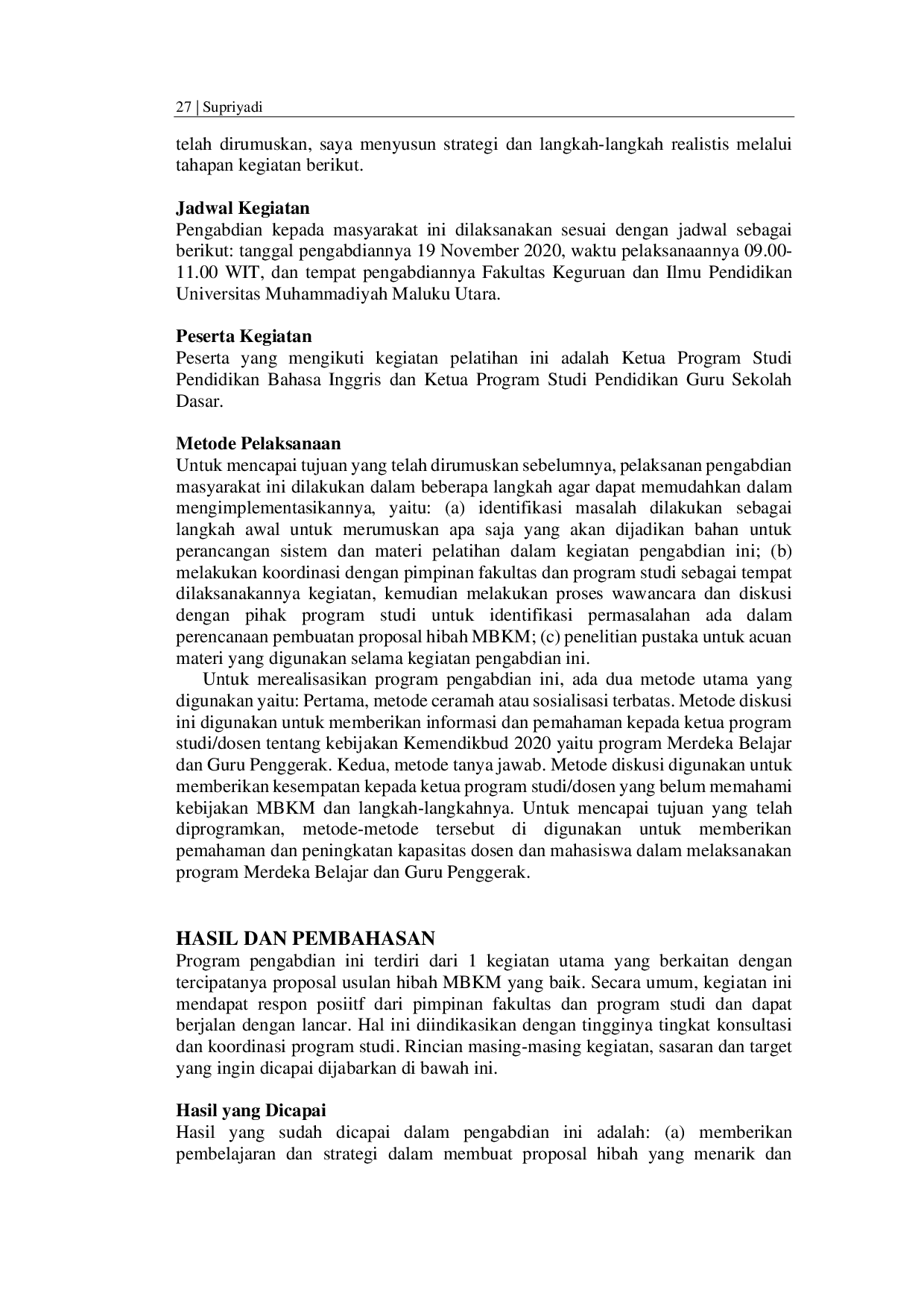 JURIS Pelatihan Strategi Menulis Proposal Hibah Kurikulum Merdeka Belajar Kampus Merdeka