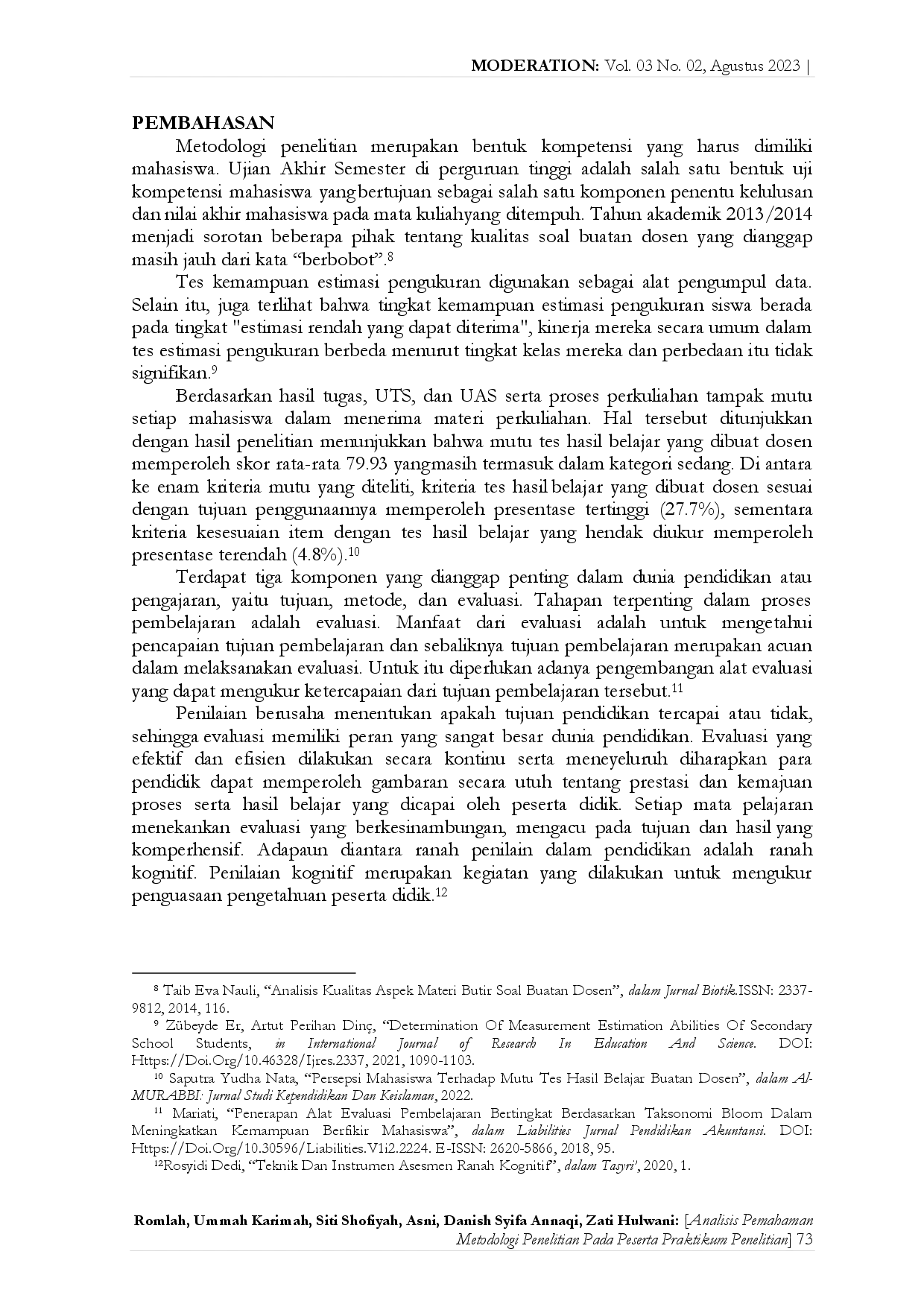 juris Analisis Pemahaman Metodologi Penelitian Pada Peserta Praktikum Penelitian