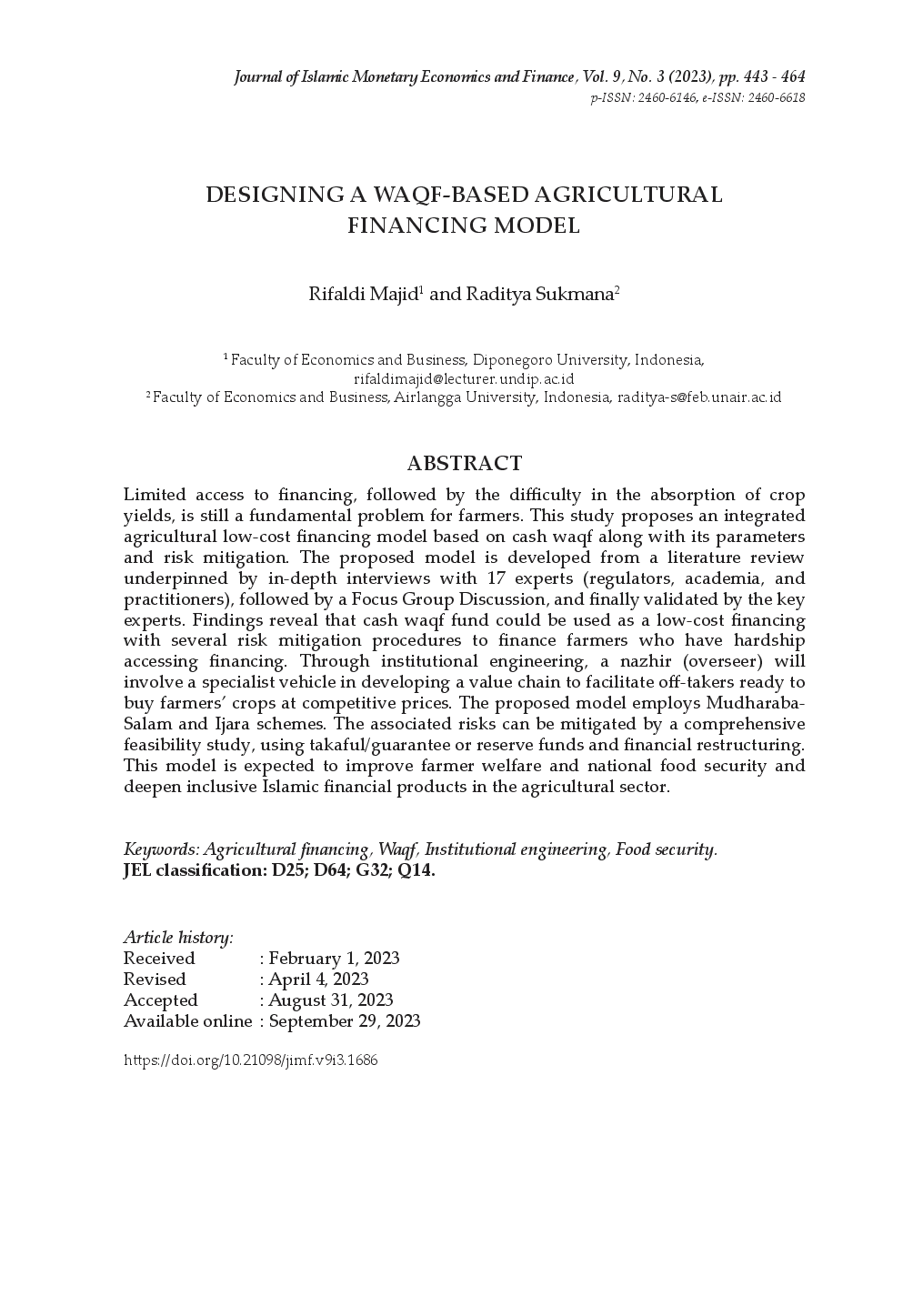 juris Designing A Waqf Based Agricultural Financing Model
