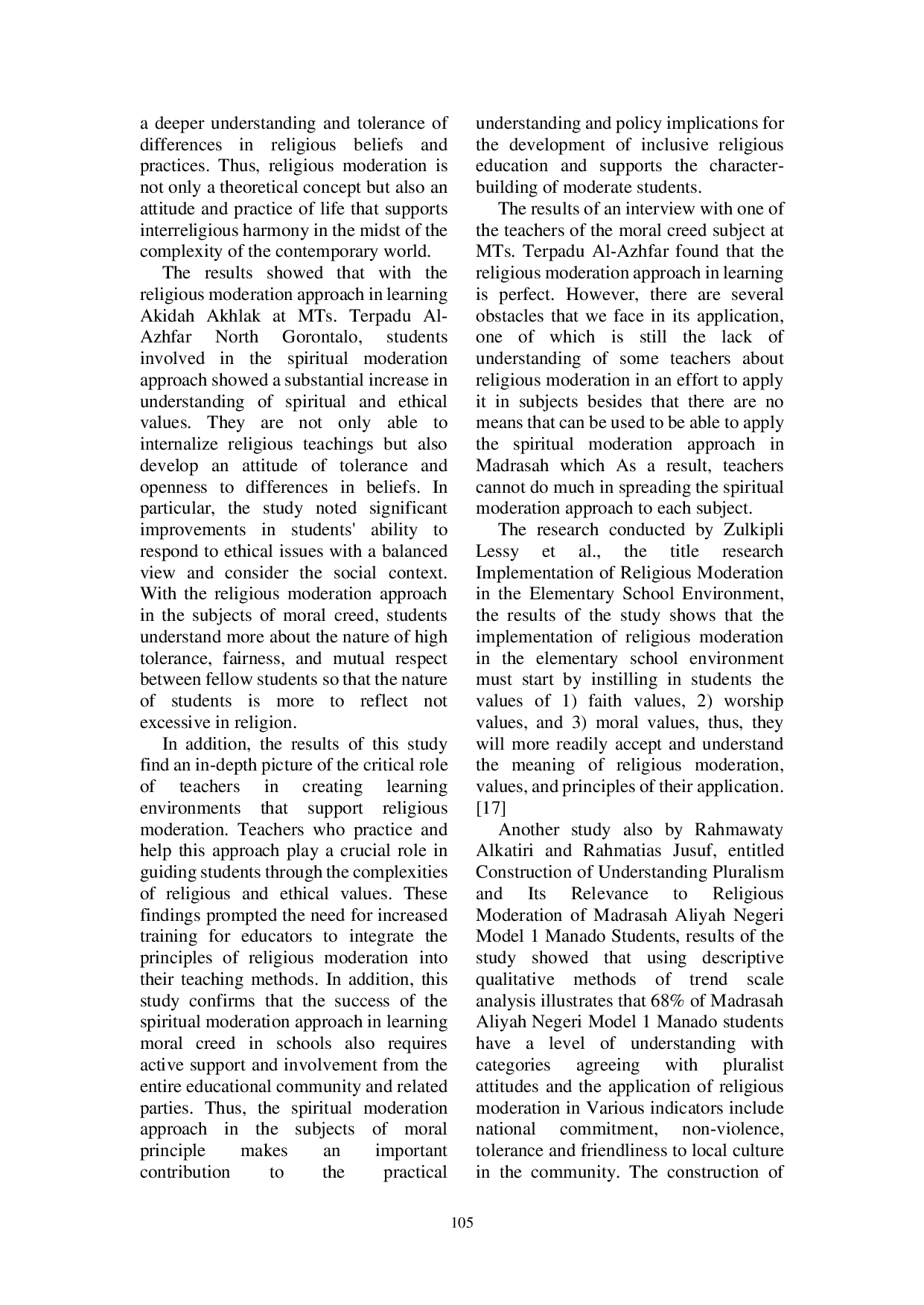 JURIS Religious Moderation Approach In Learning Moral Creed