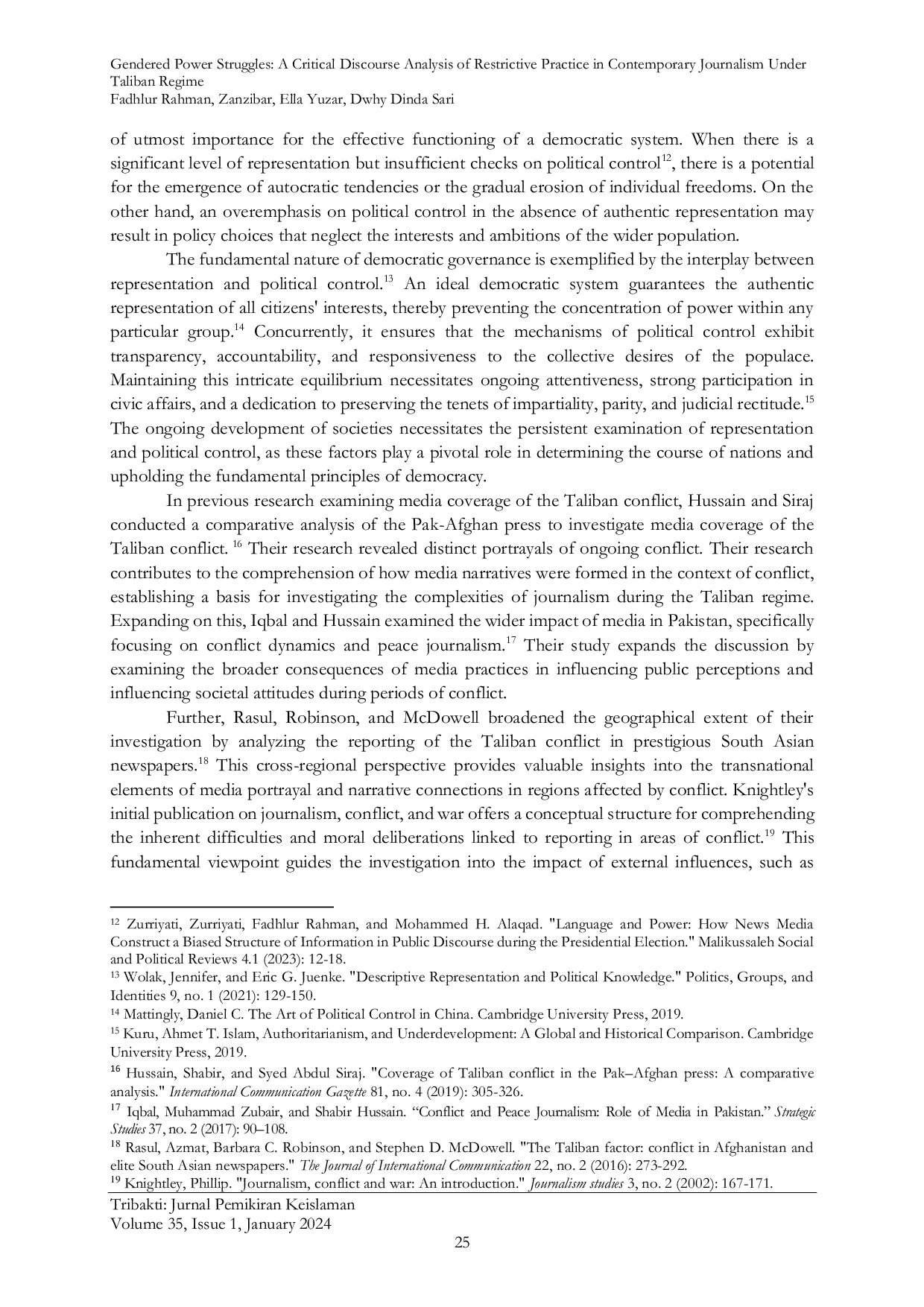 JURIS Gendered Power Struggles A Critical Discourse Analysis of Restrictive Practice in Contemporary Journalism Under Taliban Regime