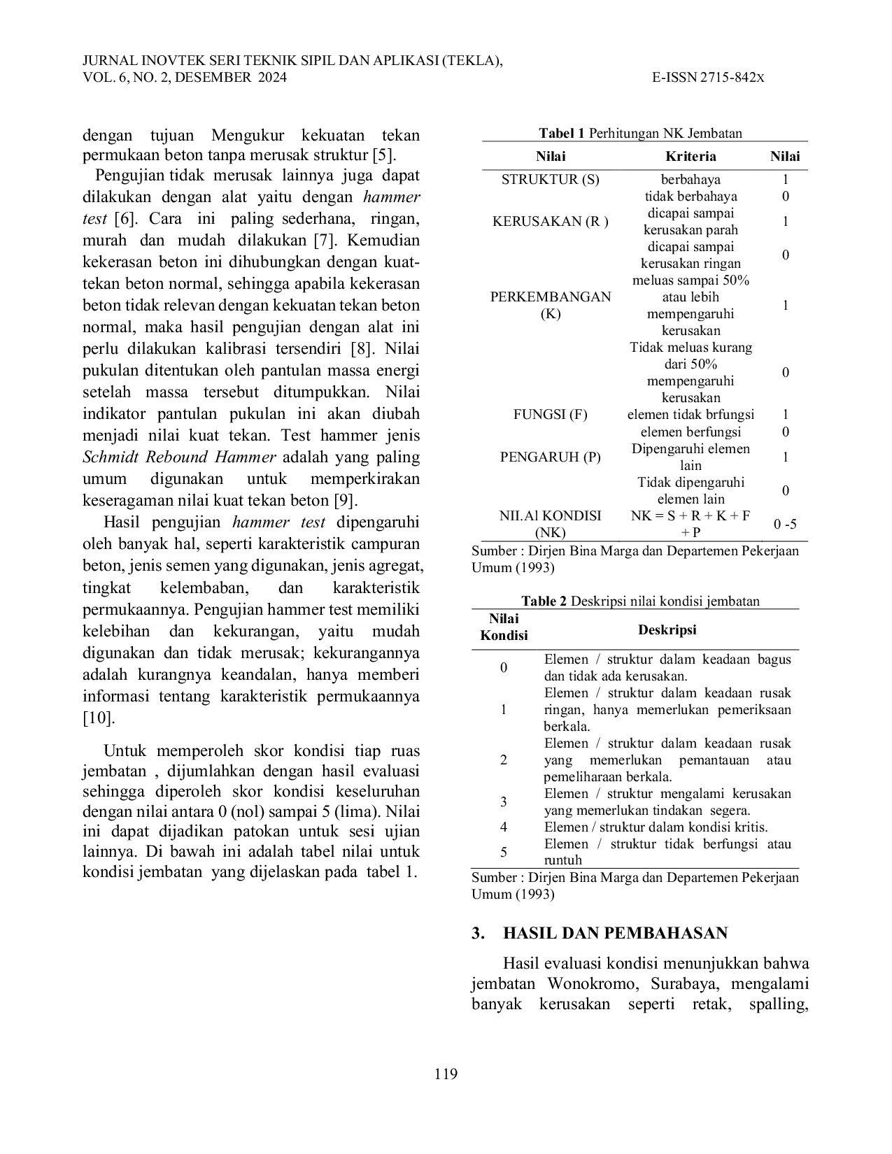JURIS Penilaian Kondisi Struktur Jembatan Sungai Bengkalis Menggunakan Metode Bridge Manajemen System Jalan Antara Kabupaten Bengkalis Provinsi Riau