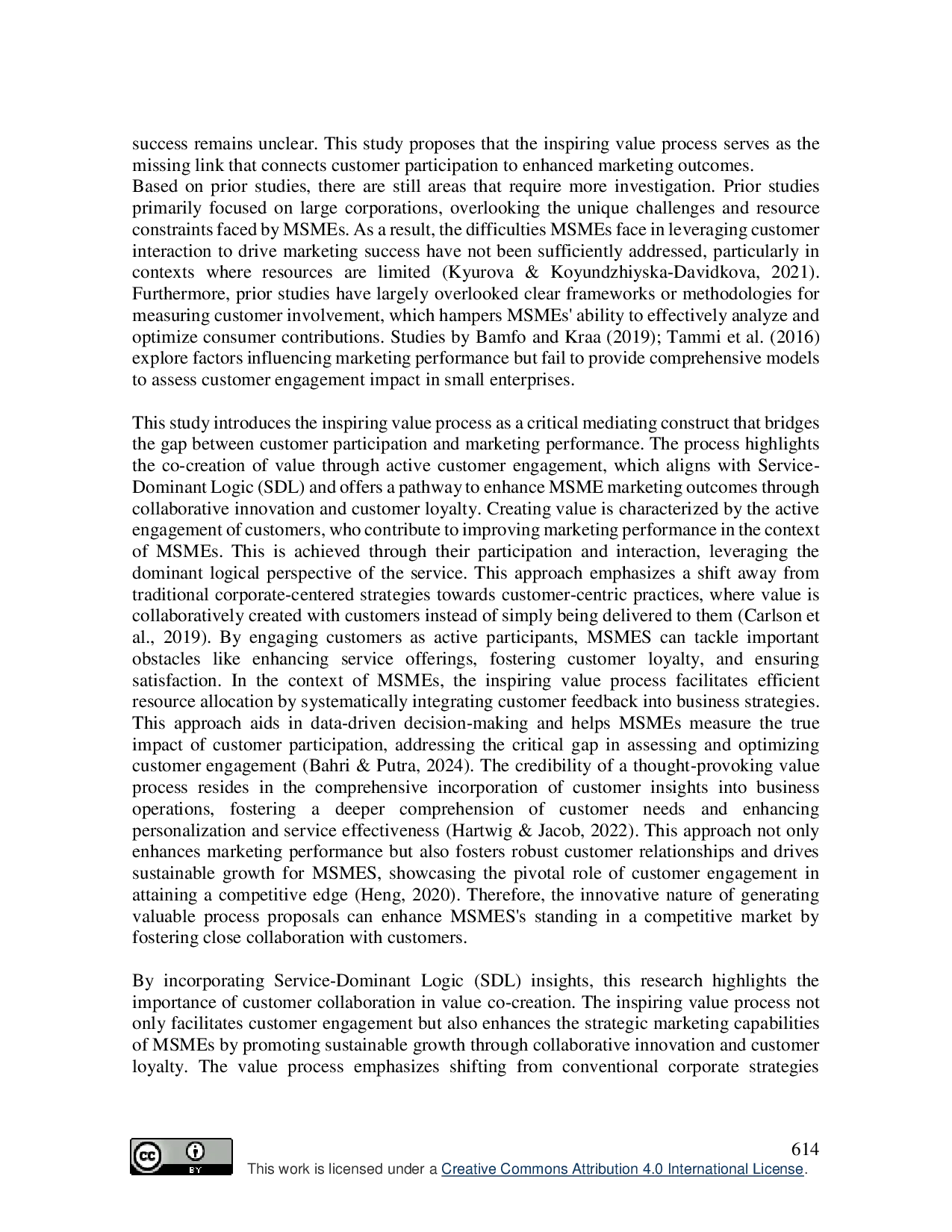 JURIS The Role of Inspiring Value Process Customer Participation and Marketing Performance