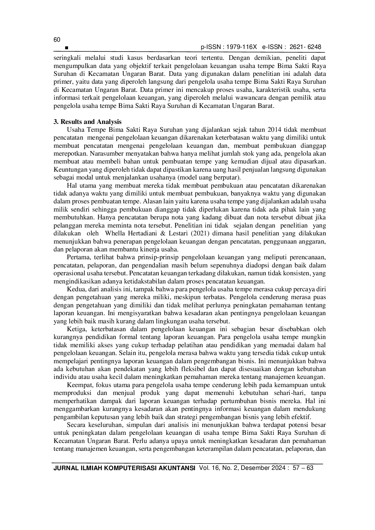 JURIS Analisis Pengelolaan Keuangan Pada Kinerja UMKM Tempe