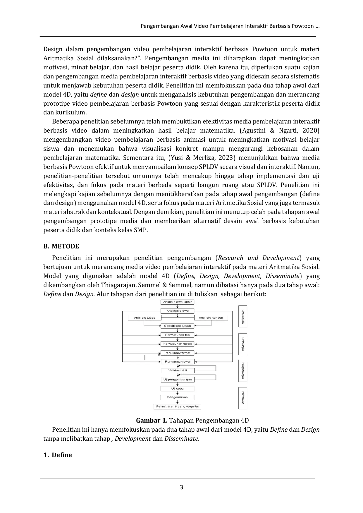 JURIS Pengembangan Awal Video Pembelajaran Interaktif Berbasis Powtoon Tahap Define dan Design pada Materi Aritmatika Sosial