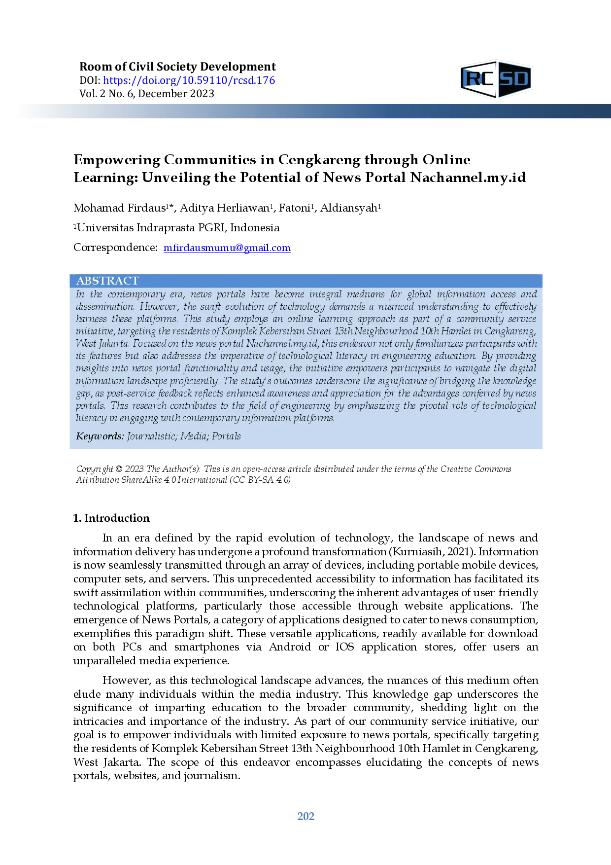 juris Empowering Communities in Cengkareng Through Online Learning Unveiling the Potential of News Portal Nachannel My Id
